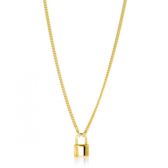 ZINZI gold plated zilveren gourmet ketting 45cm met trendy slotje als bedel 40-45cm ZIC2354G