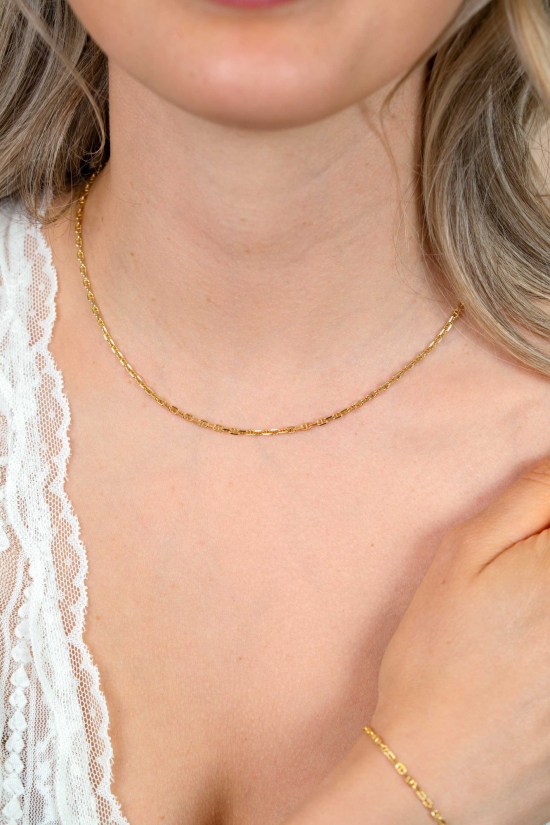 ZINZI gold plated zilveren marine schakel ketting (2,3mm breed) 42-45cm ZIC2841G