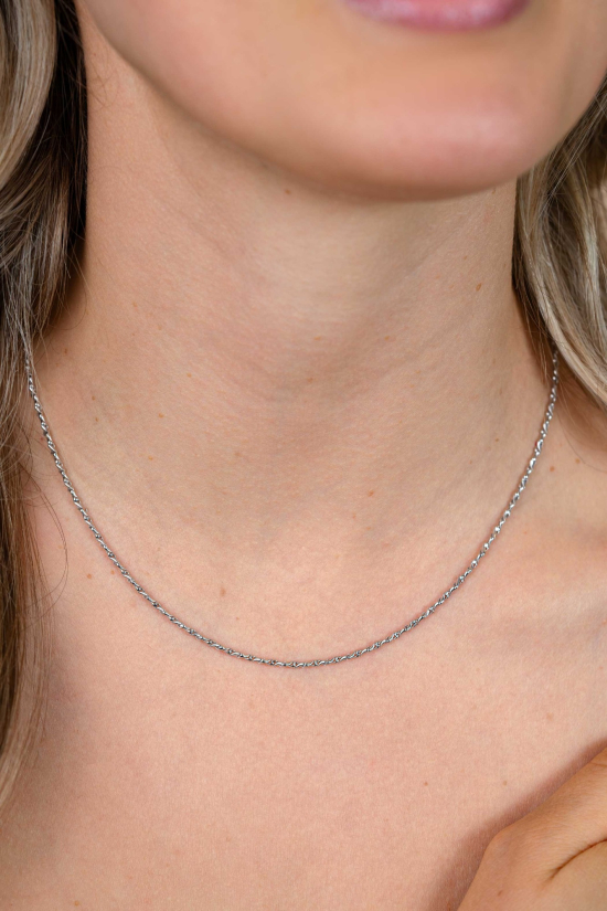 ZINZI zilveren organisch gedraaide schakel ketting (1,8mm breed) 42-45cm ZIC2843