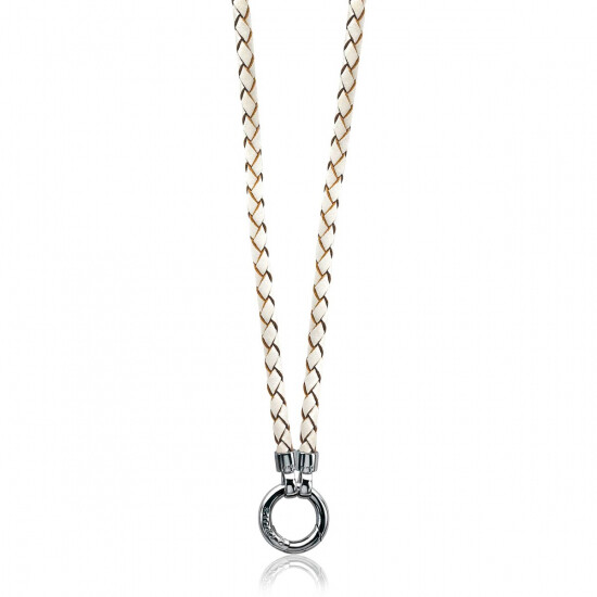 ZINZI lerencollier met slot wit