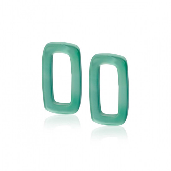ZINZI oorbedels rechthoek 16mm groen agaat ZICH2226 (zonder oorringen)