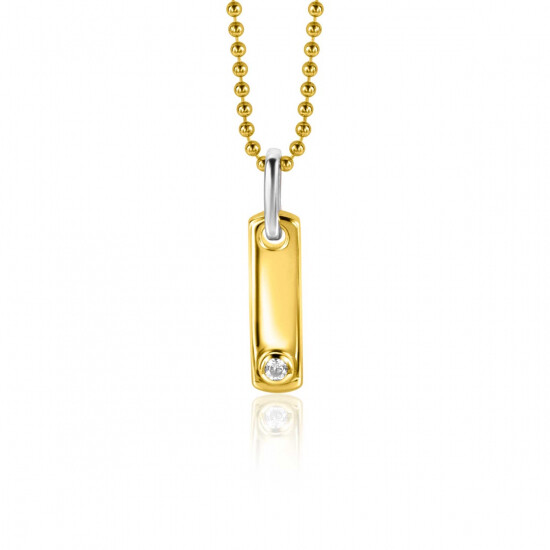 ZINZI gold plated zilveren rechthoekig plaatje als hanger 20mm bezet met witte zirconia ZIH2298 (zonder collier)