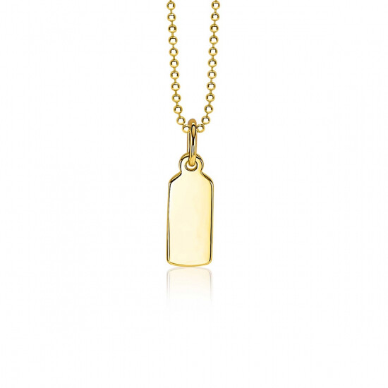 ZINZI zilveren hanger geel verguld glad rechthoek ZIH2344G (zonder collier)