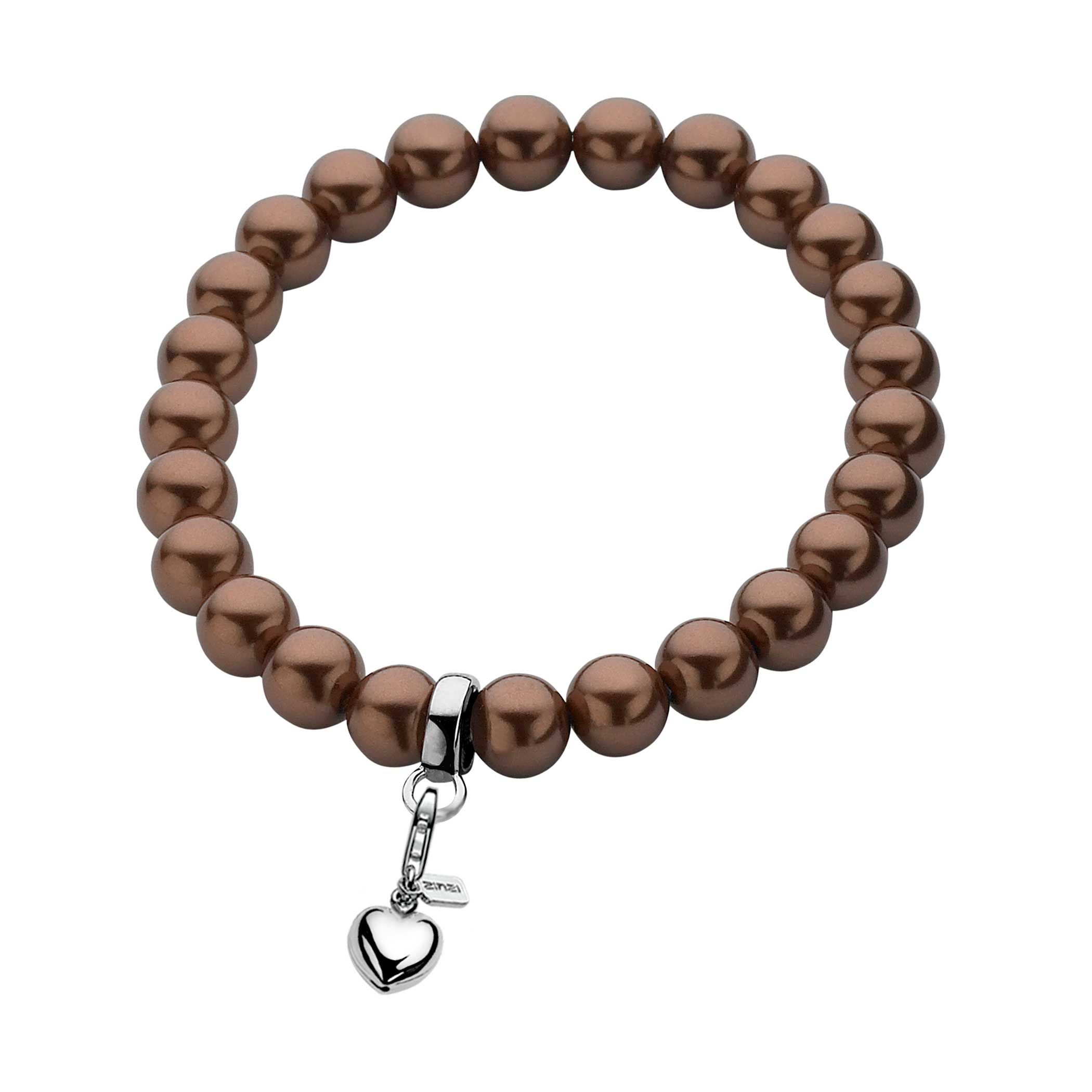 Zinzi Charms rek-armband one-size bruine parels CH-A20B 