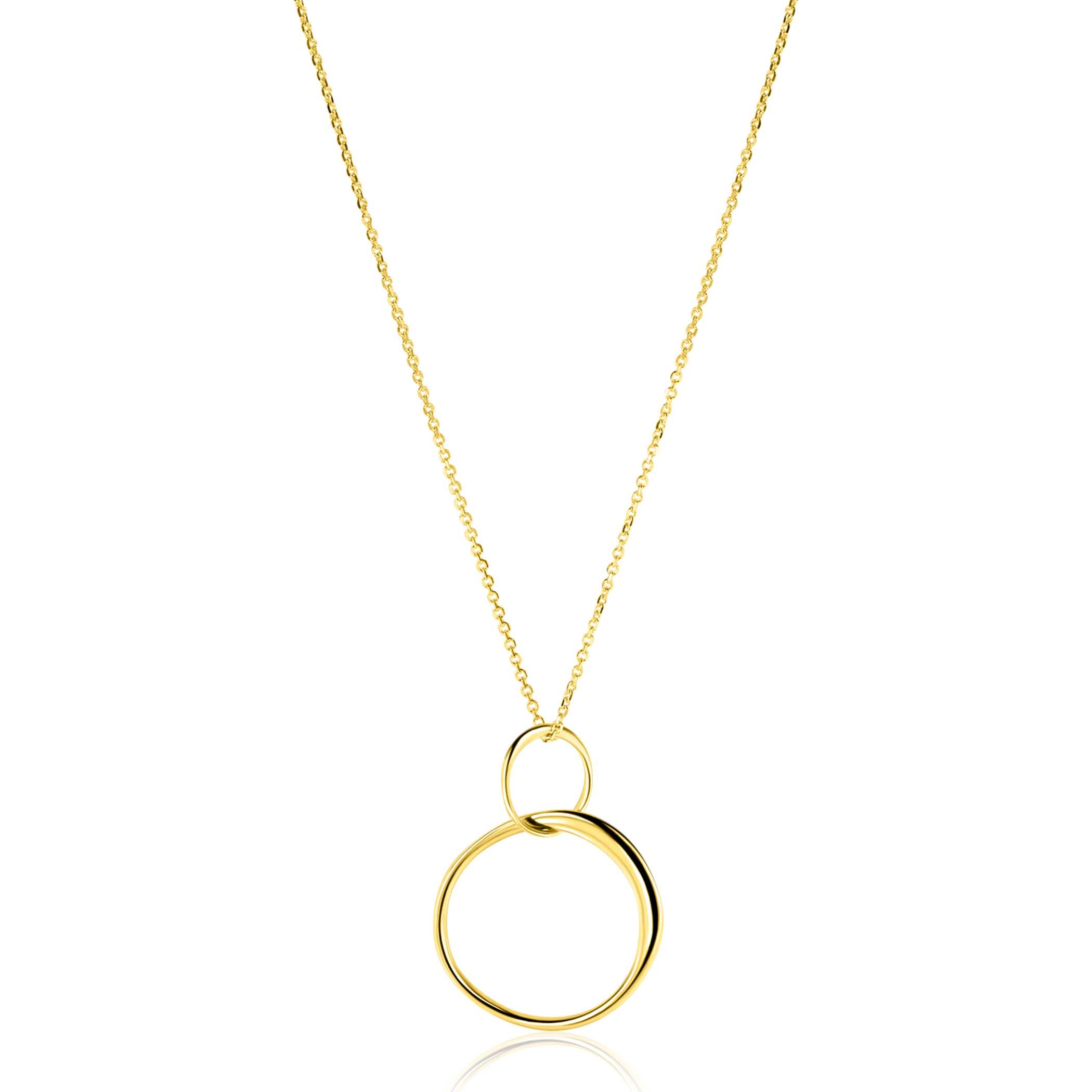 ZINZI Gold 14 karaat gouden collier met verbonden ronde vormen 42-45cm ZGC576
