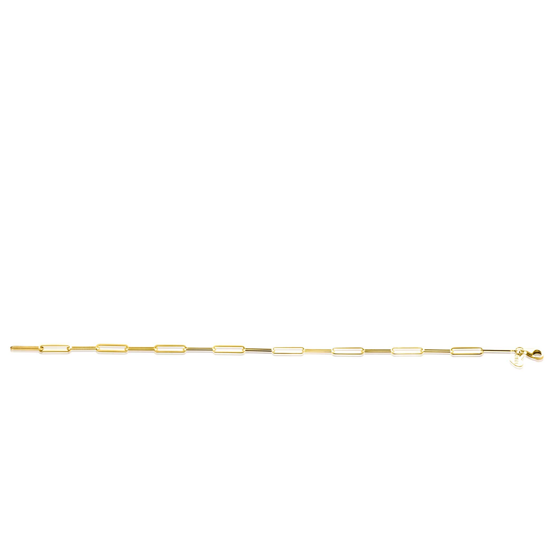 ZINZI Gold 14 krt gouden armband met trendy paperclip/closed for ever schakels 3mm breed, lengte 19cm ZGA386