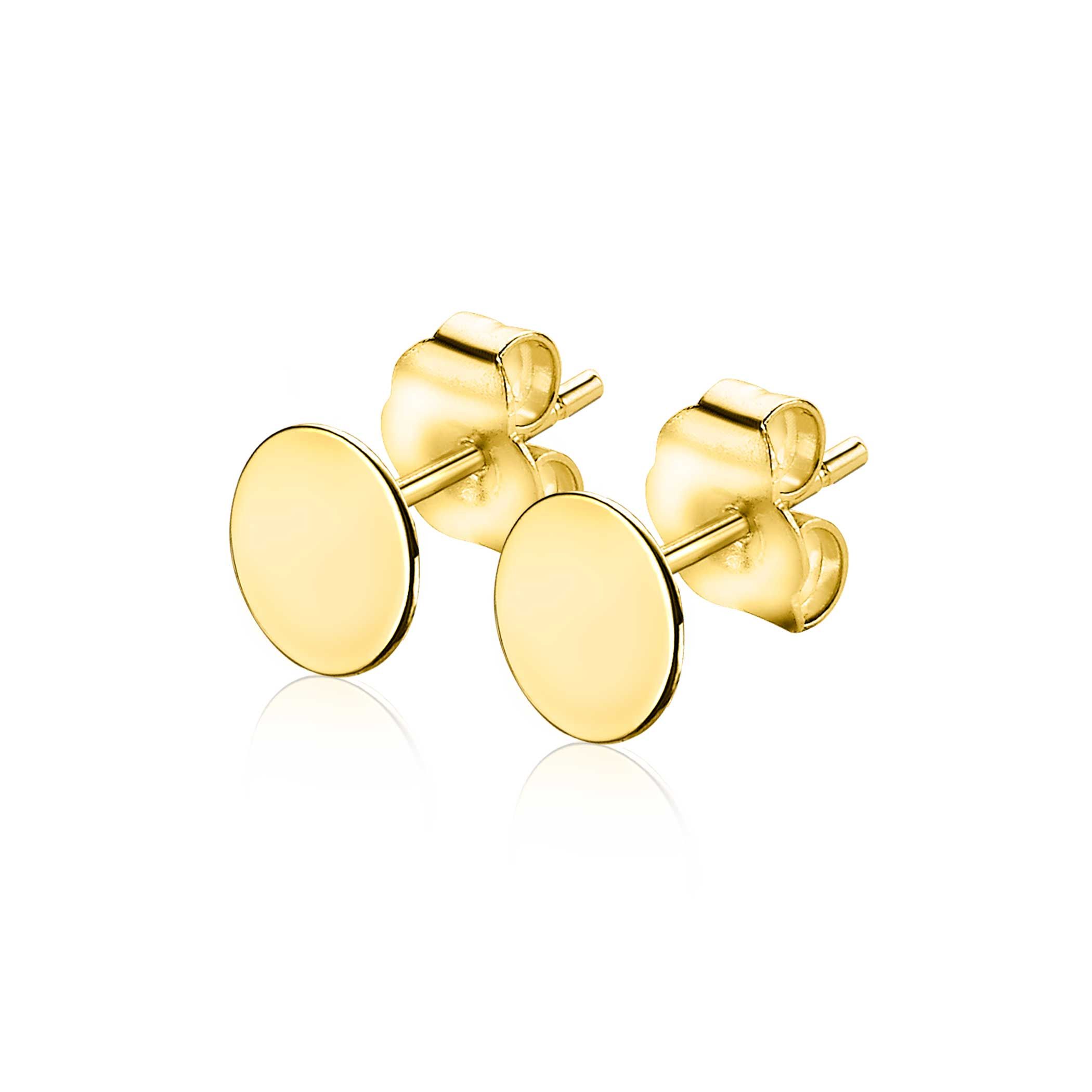 ZINZI Gold 14 karaat gouden oorknoppen glad rond 6mm ZGO215