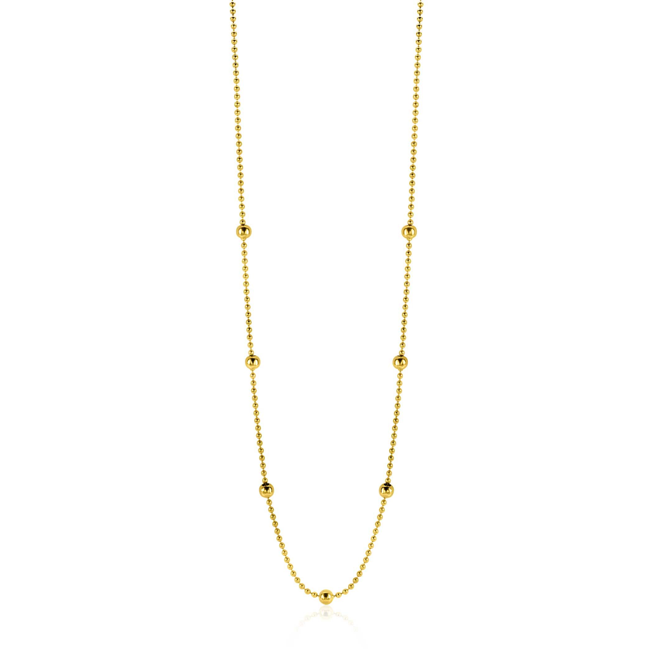 ZINZI Gold 14 krt gouden bolletjes collier 3mm breed, lengte 43cm ZGC311