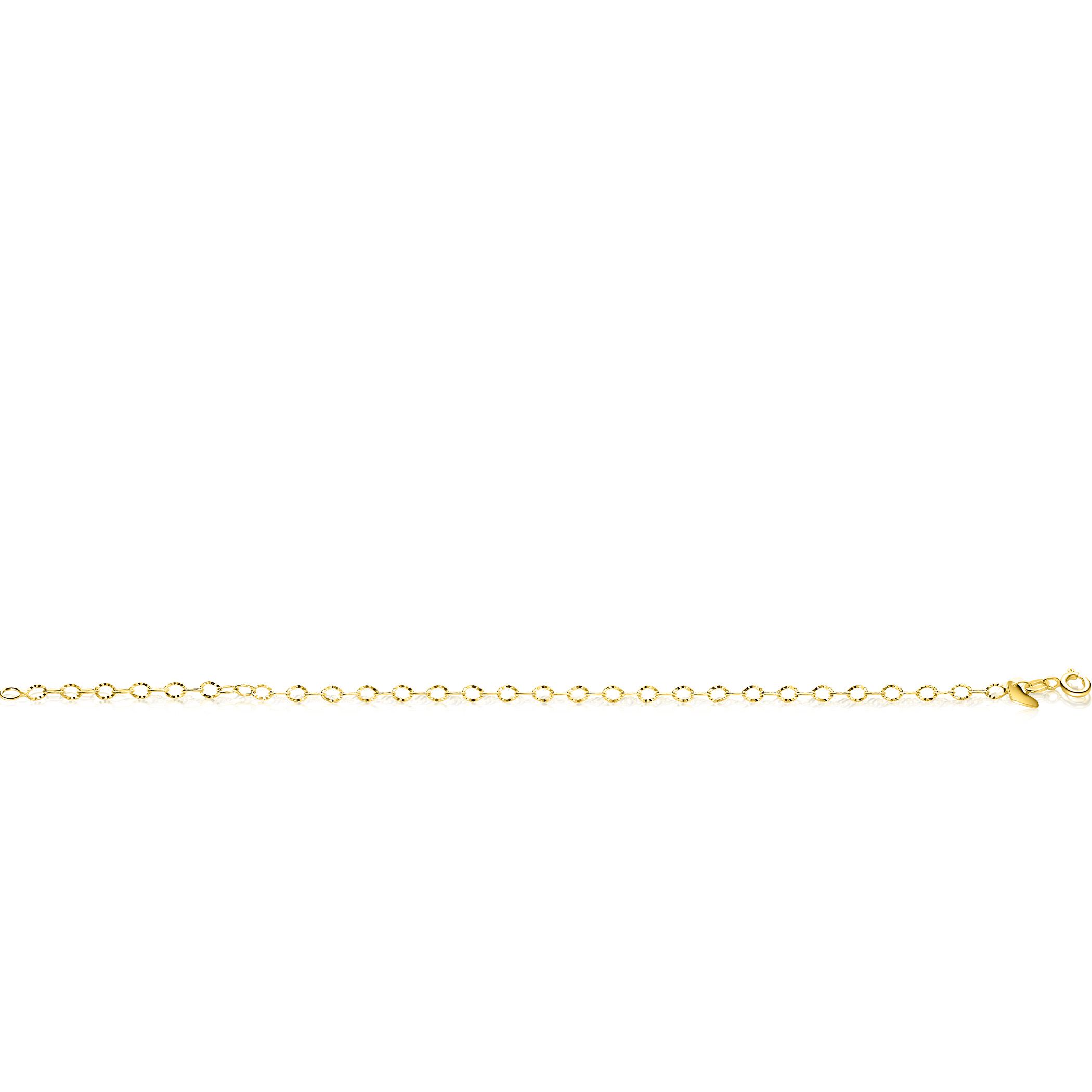 ZINZI Gold 14 krt gouden armband met bewerkte ovale schakels 3mm breed 19cm ZGA538