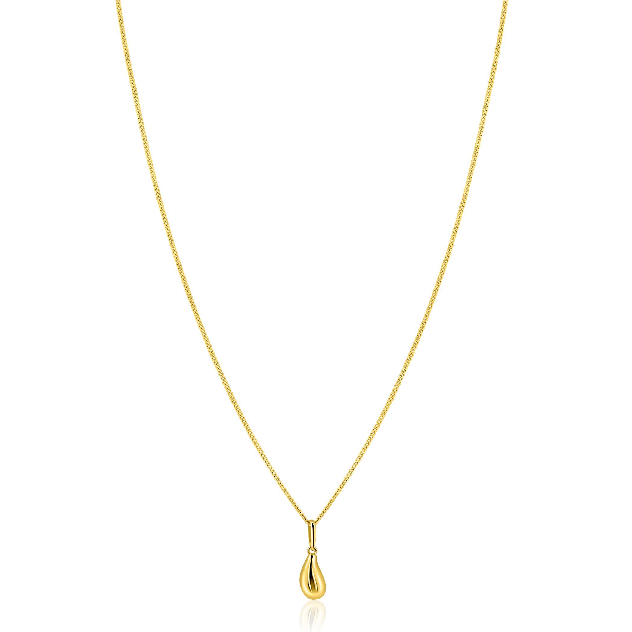 15mm ZINZI Gold 14 krt gouden hanger met organische druppelvorm ZGH558 (zonder collier)
