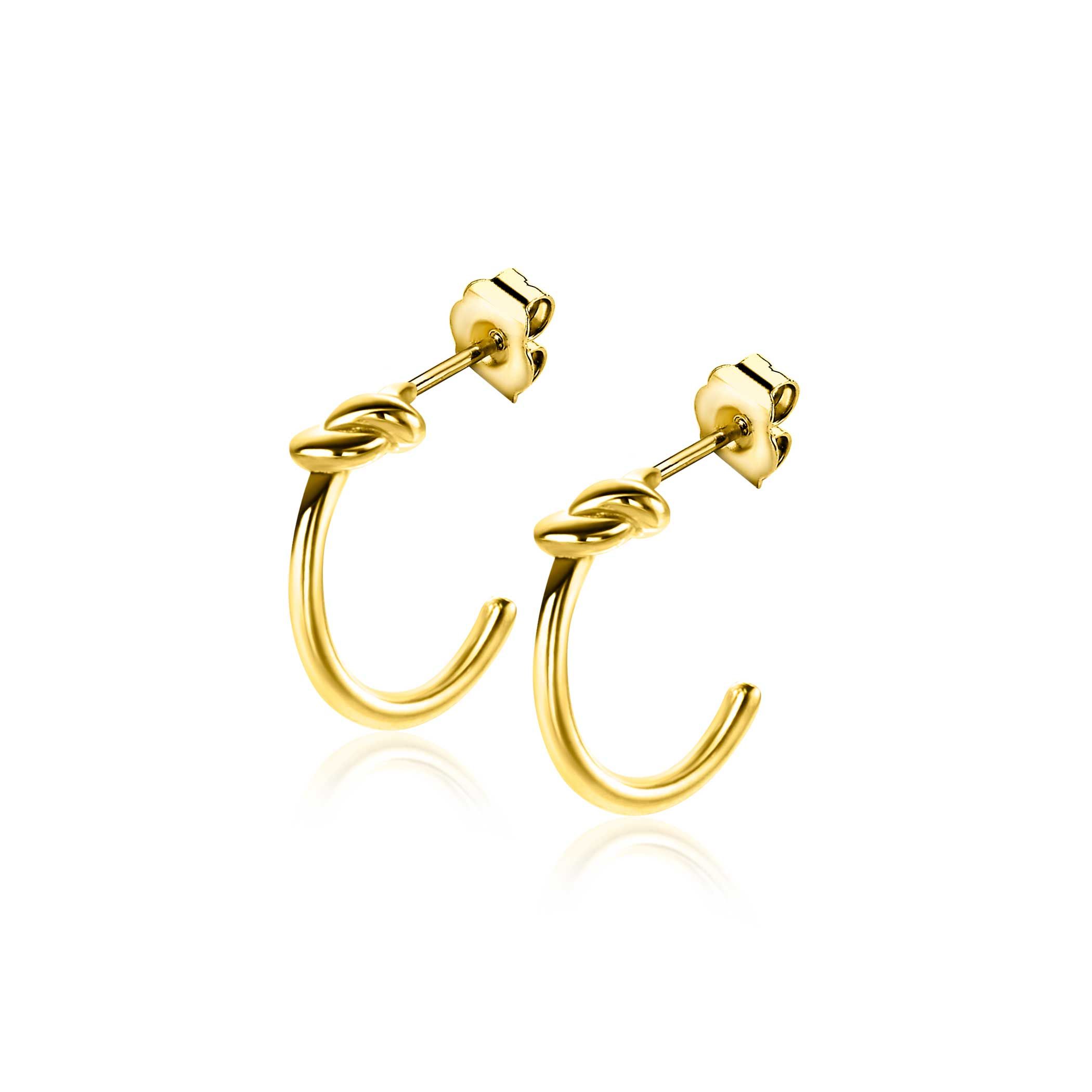 11mm ZINZI Gold 14 krt gouden halve oorringen met knoopje ZGO454
