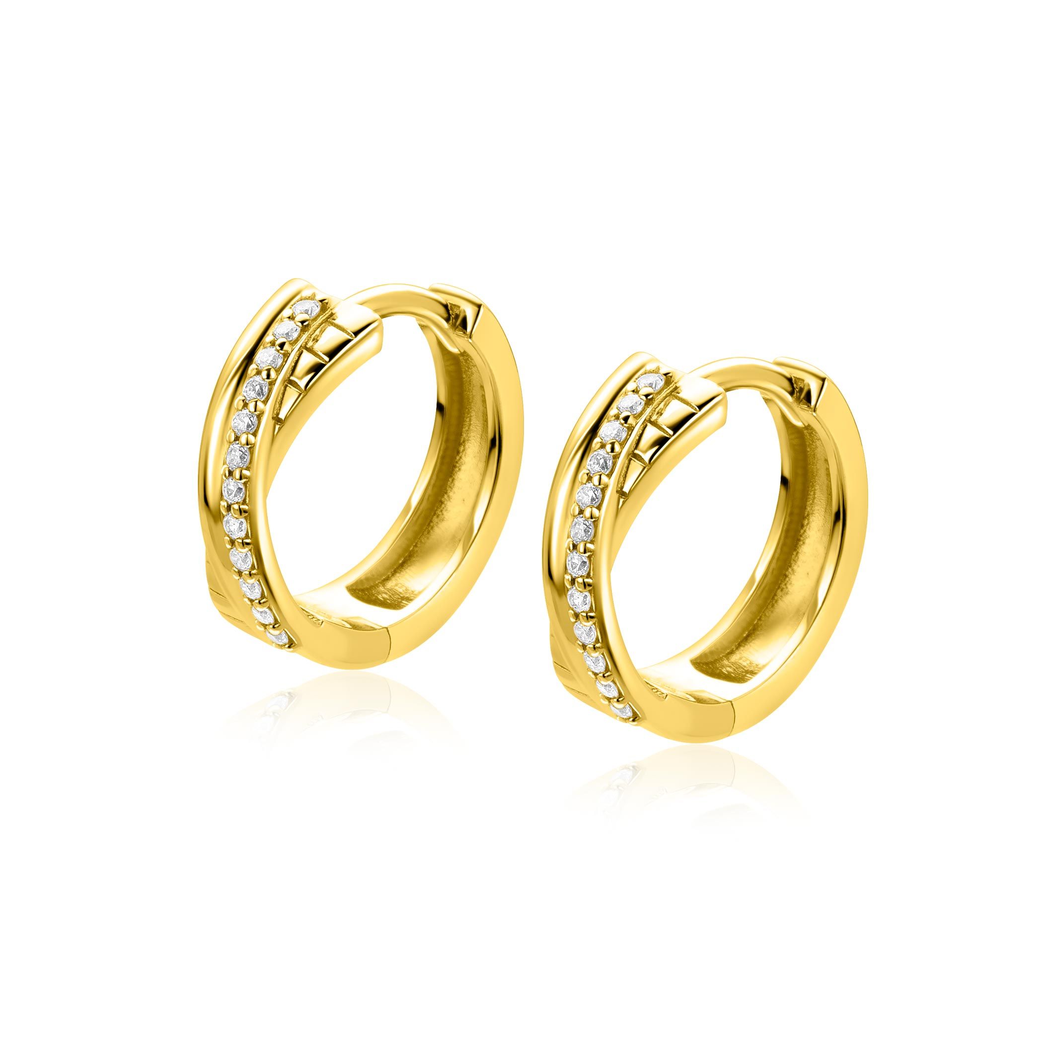 16,5mm ZINZI goldplated zilveren cross-over oorringen met luxe scharniersluiting 5mm breed ZIO2801