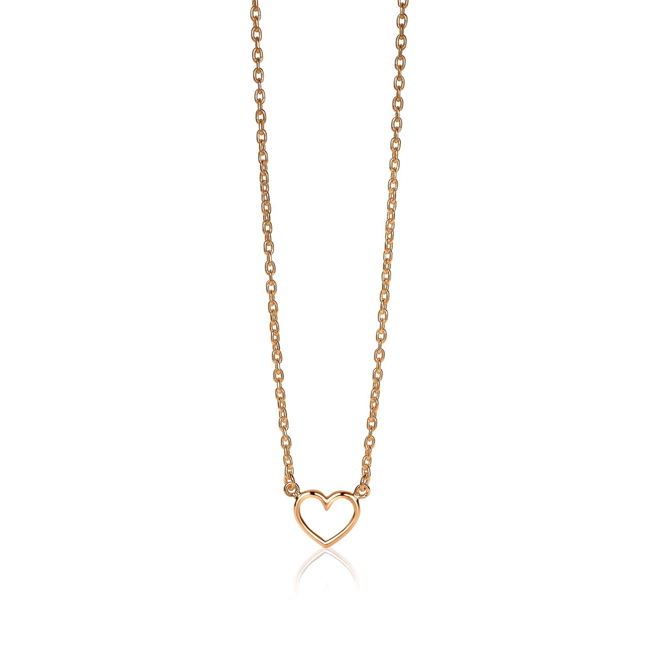ZINZI zilveren ketting rosé verguld open hartje 40-43cm ZIC1420R