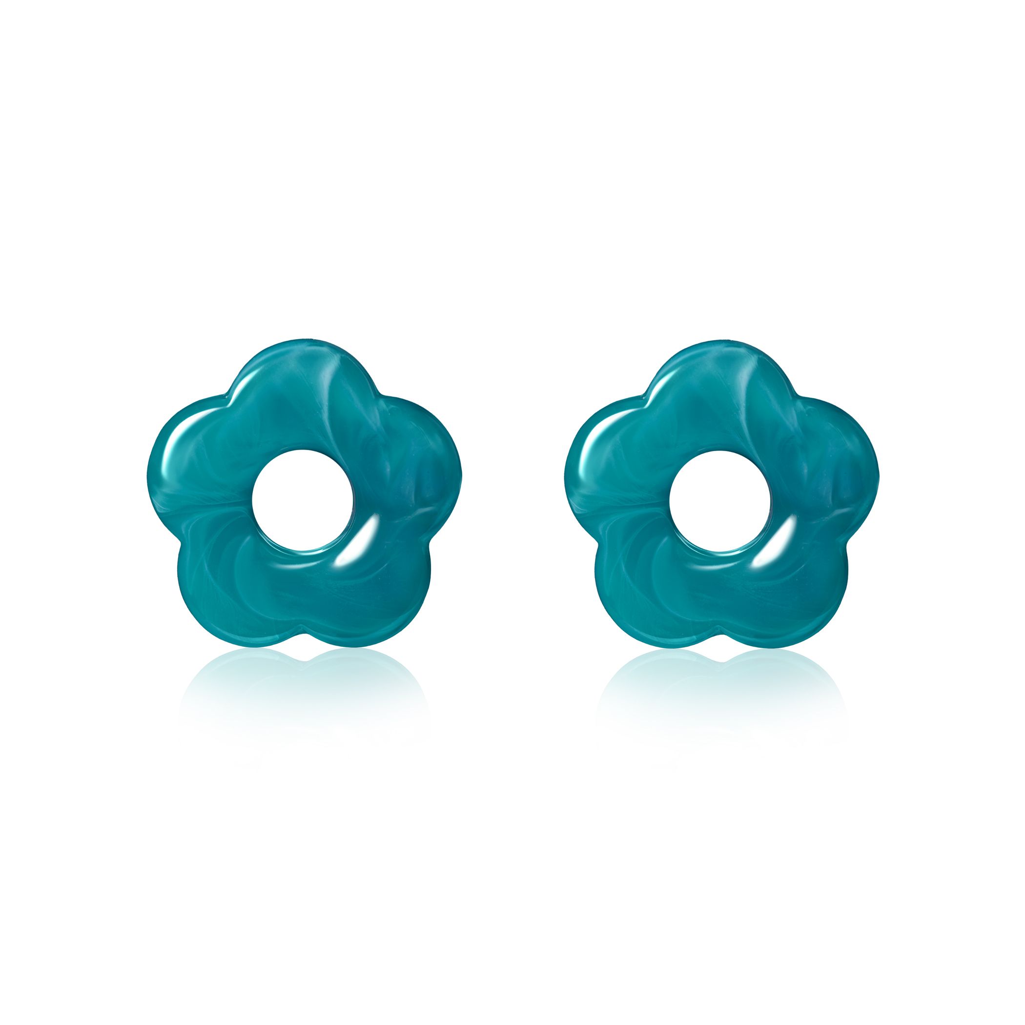 26mm oorbedels bloem turquoise kunststof ZICH2720TA