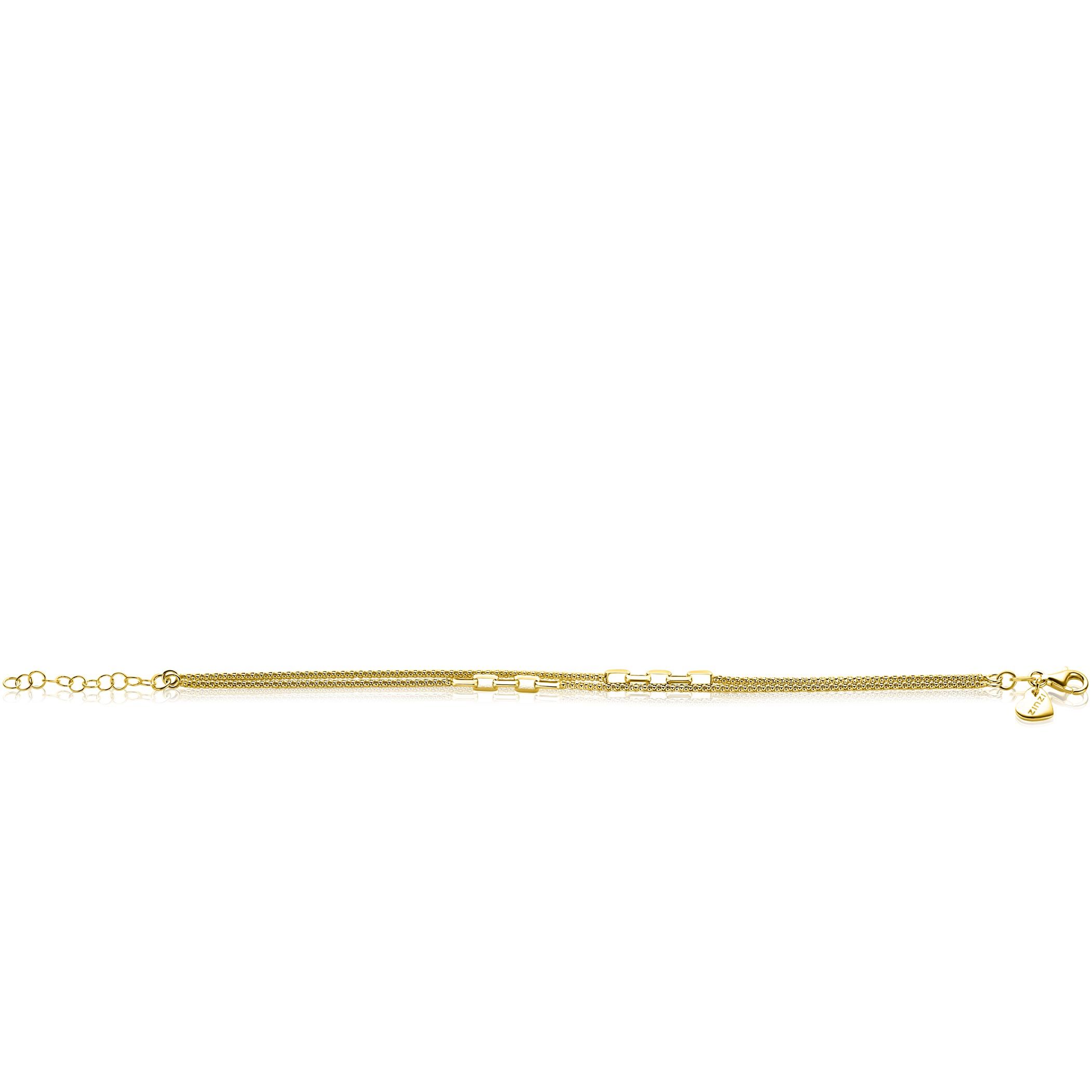 ZINZI gold plated zilveren multi-look armband (5,5mm breed) met popcornschakel en paperclip-schakels ZIA2709G