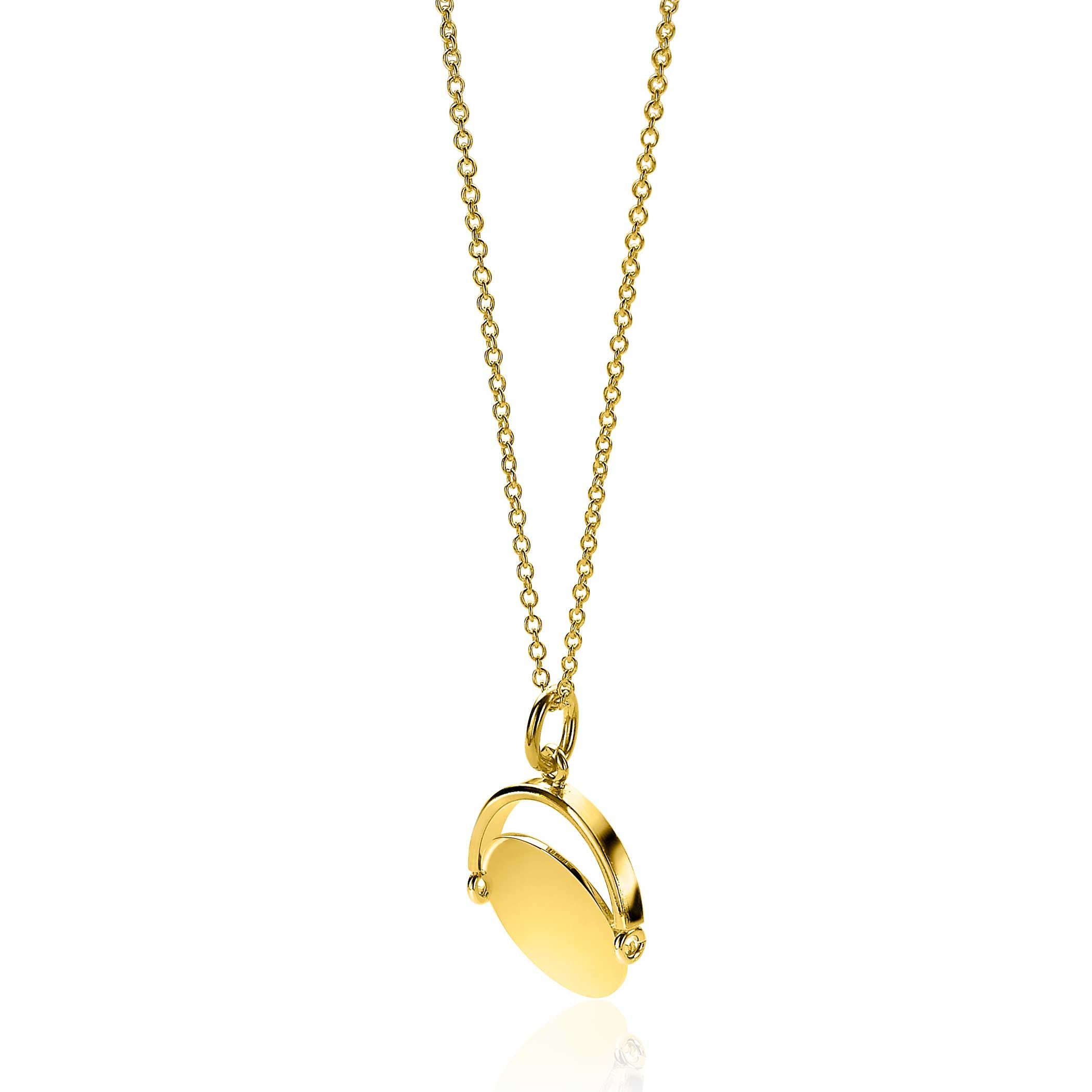 ZINZI zilveren hanger 14K geel verguld 27mm rond glimmend plaatje 18mm ZIH2217G (zonder collier)