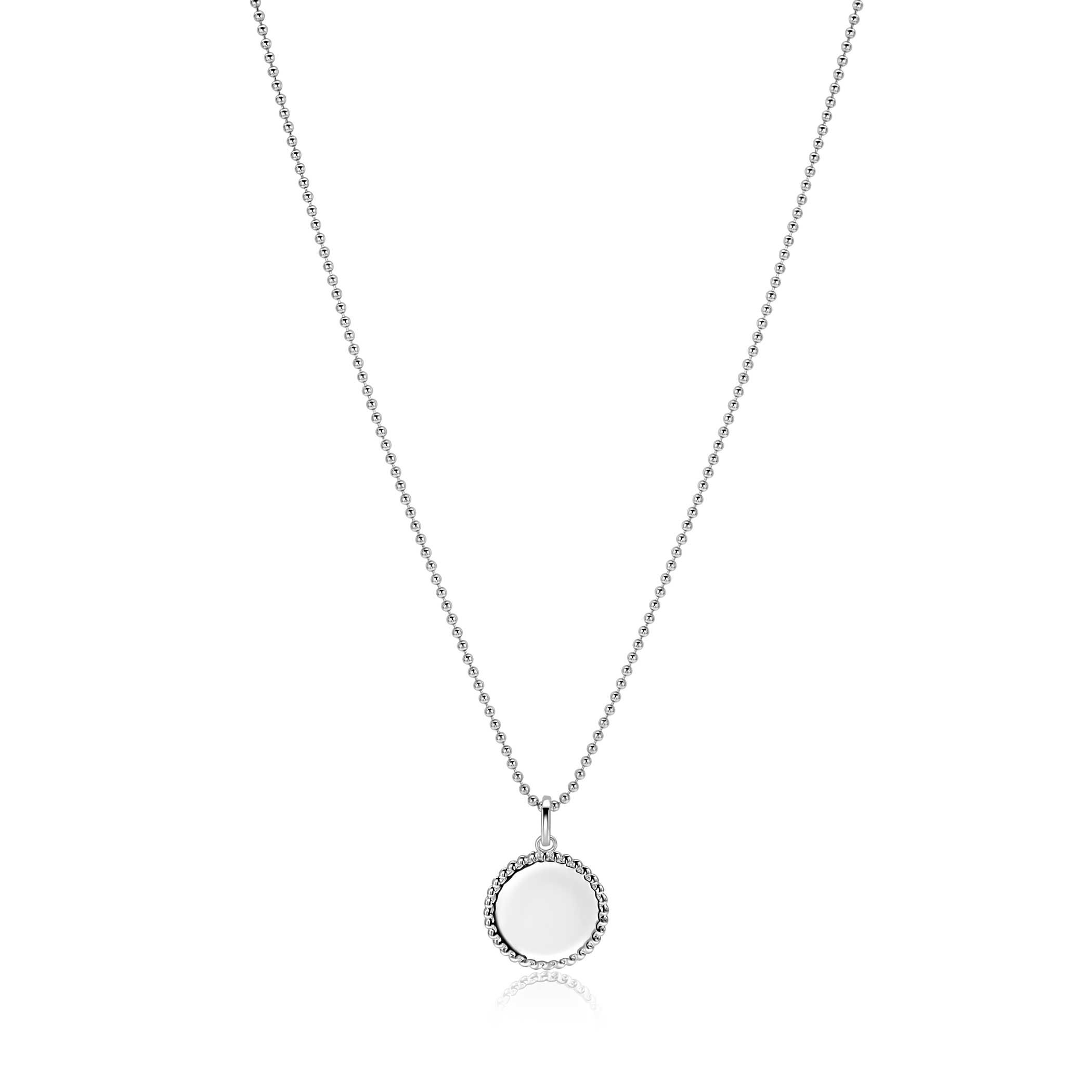 13.5 mm ZINZI zilveren coin hanger met parelrand voor gravure ZIH2651 (zonder collier)