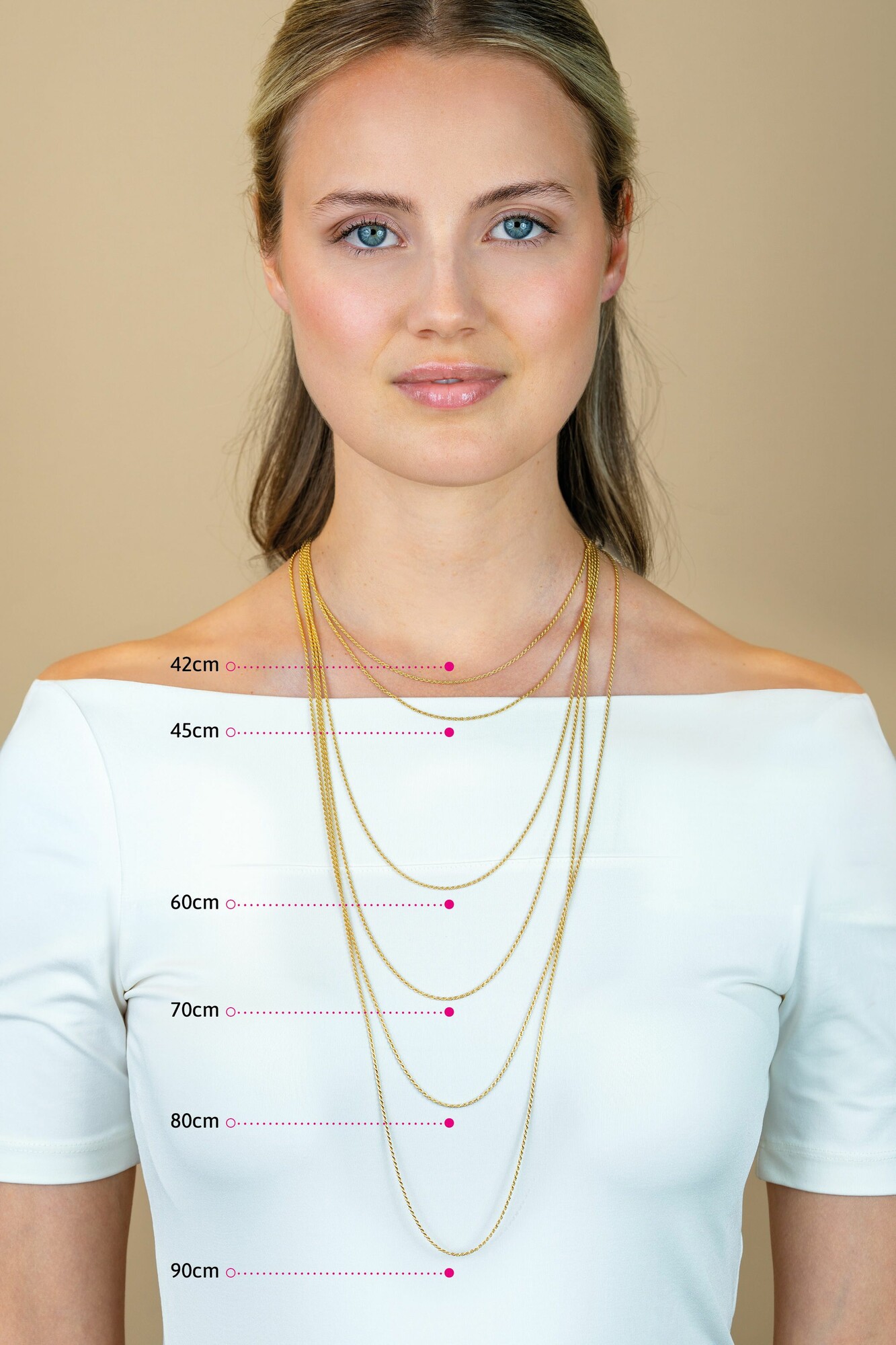 80 cm ZINZI zilveren palmier ketting geel verguld ZILC-P80G