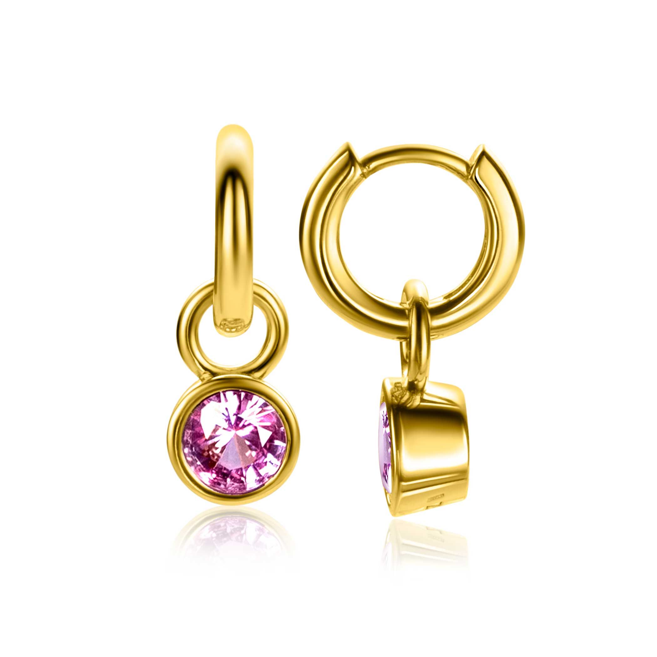 OKTOBER oorbedels met geboortesteen roze rozenkwarts zirconia (excl. oorringen)
