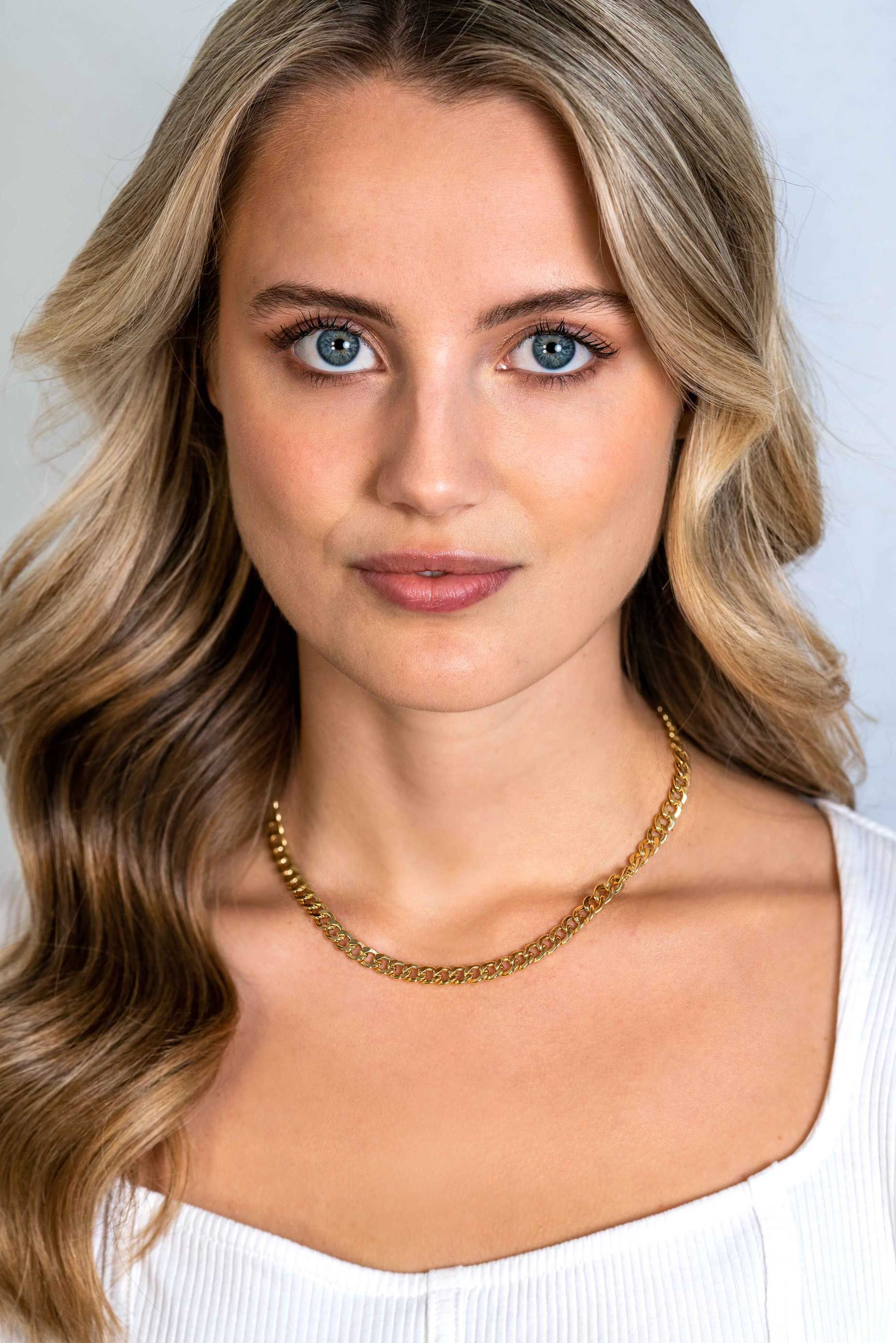 ZINZI gold plated zilveren brede gourmet ketting 42cm met zilveren ovale sluitring ZIC2378G