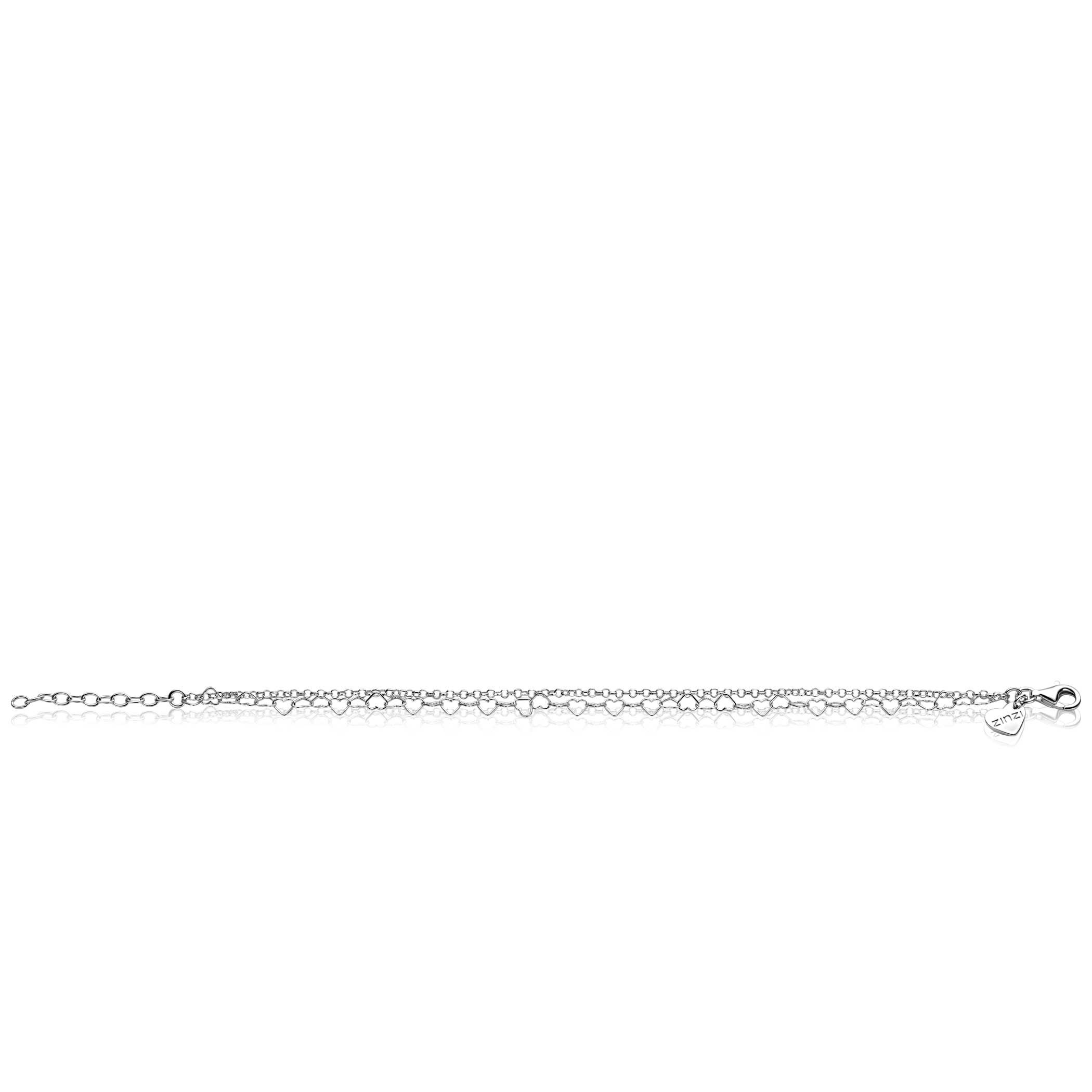 ZINZI zilveren dubbele armband met open hartjes schakels ZIA2775