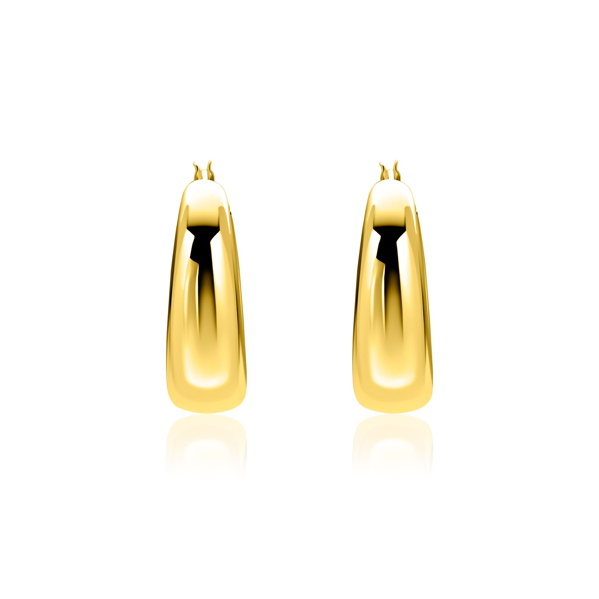 22mm ZINZI gold plated zilveren oorringen met brede buis (7mm) en rond aflopend, handige bovensluiting  ZIO2751G