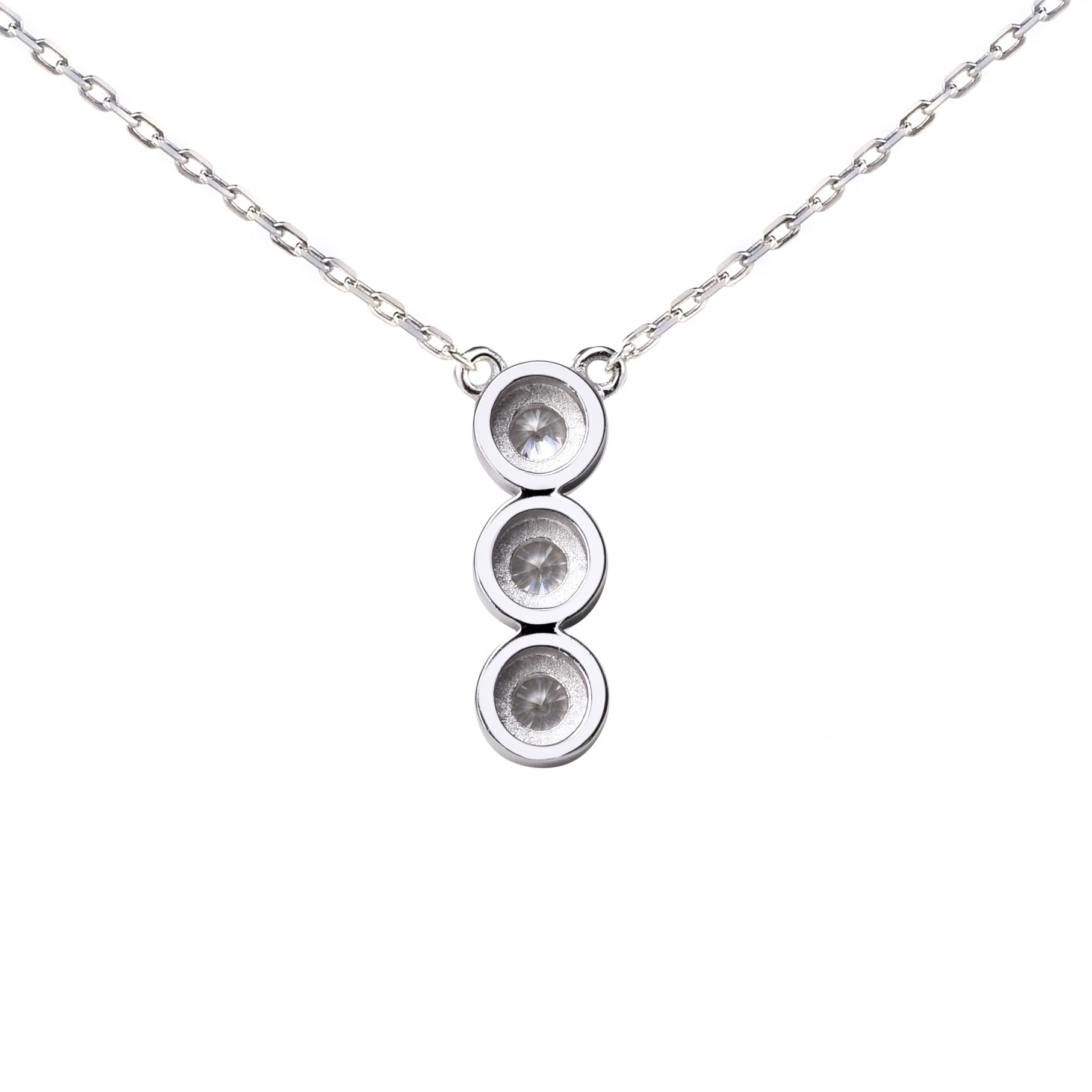 ZINZI zilveren ketting 45cm met hanger rond wit ZIC1443