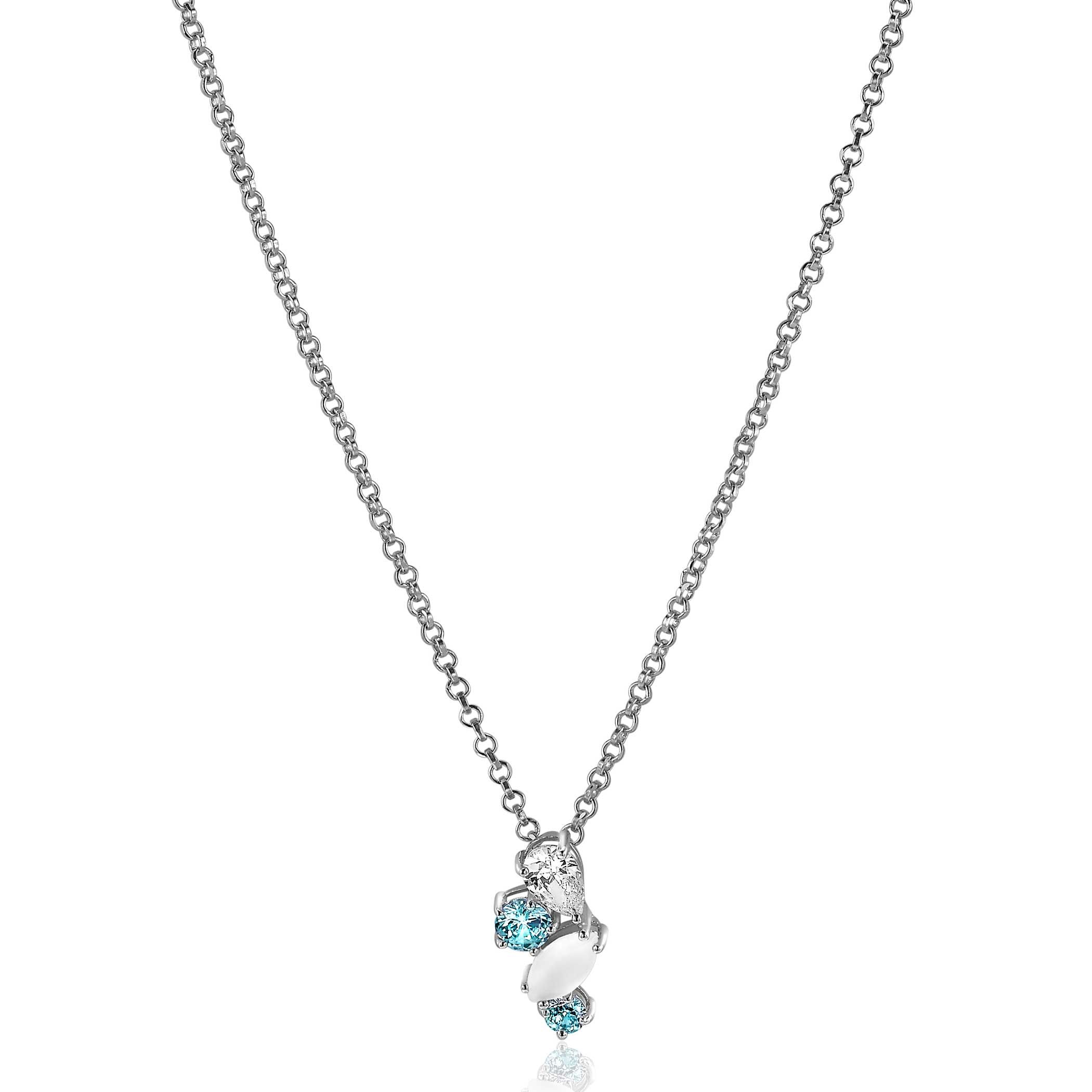 ZINZI zilveren hanger 15mm speelse vormen lichtblauw en witte zirconia ZIH2189