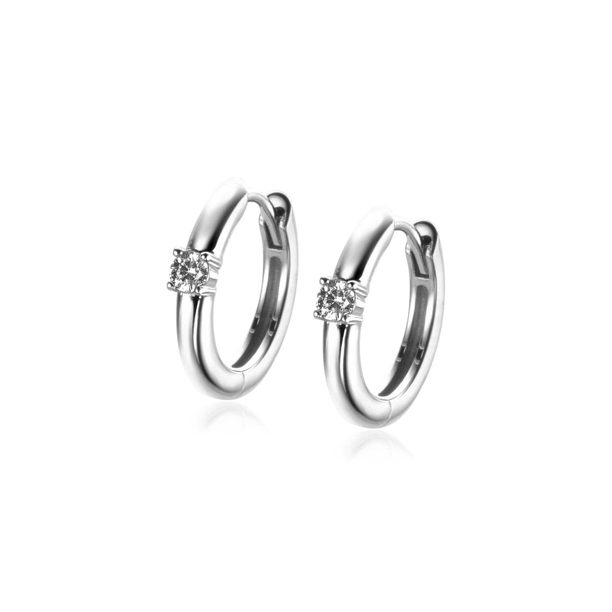 APRIL oorringen 13mm zilver met geboortesteen diamant wit zirconia

