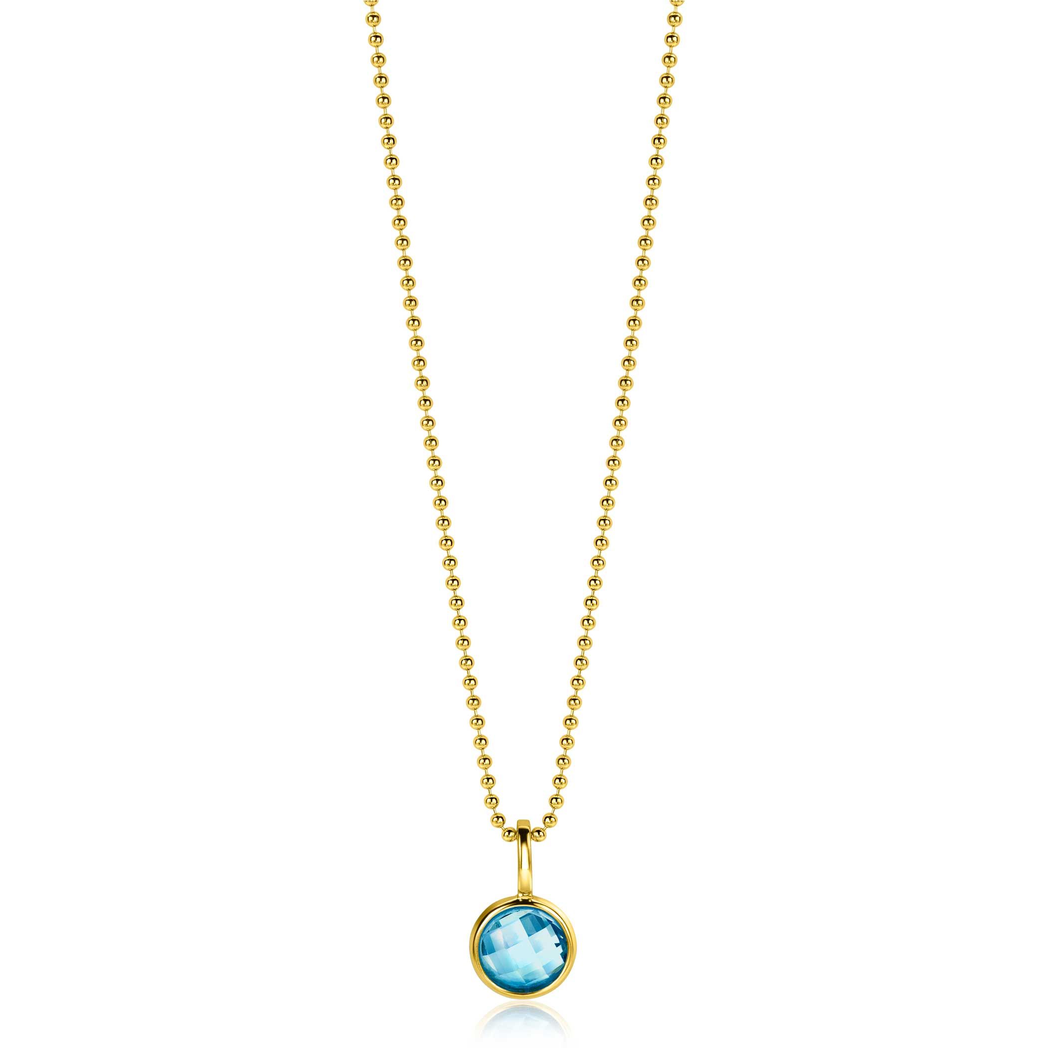 MAART hanger 8mm gold plated geboortesteen blauw aquamarijn zirconia (zonder collier)