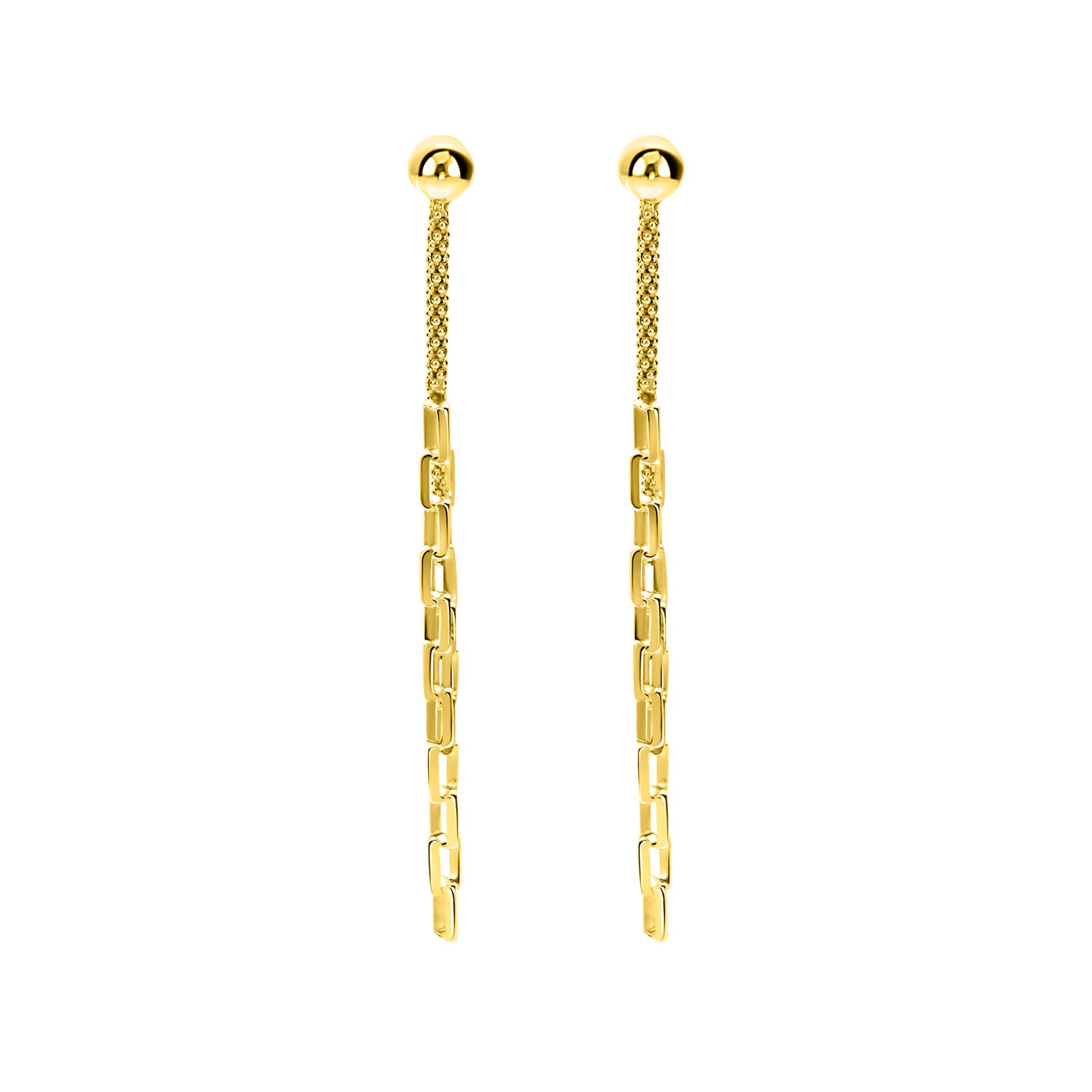 65mm ZINZI gold plated zilveren multi-look oorstekers met bungelende paperclip schakels ZIO2709G