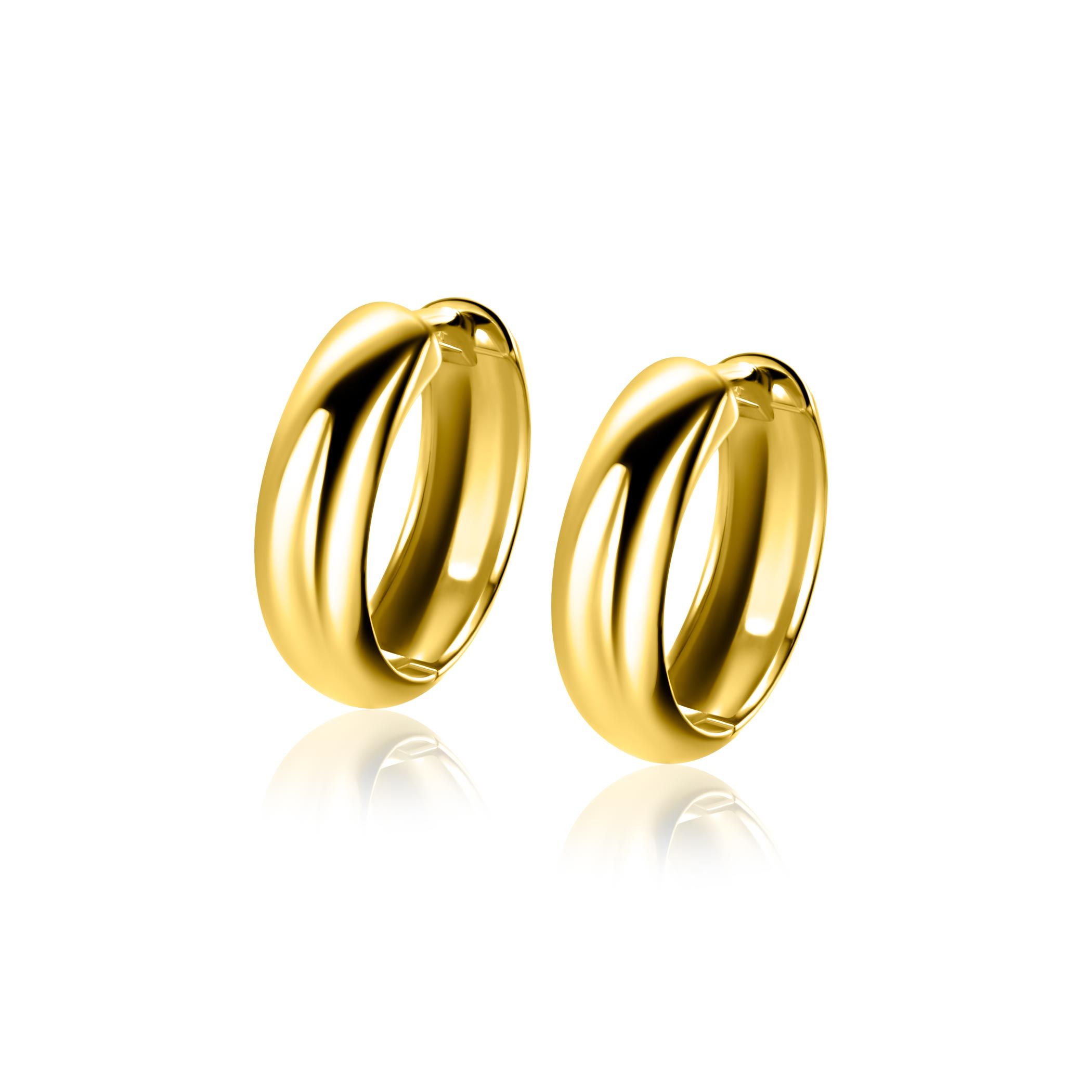 17mm ZINZI goldplated zilveren gladde oorringen met brede ronde buis 5mm met luxe klapsluiting ZIO2793G