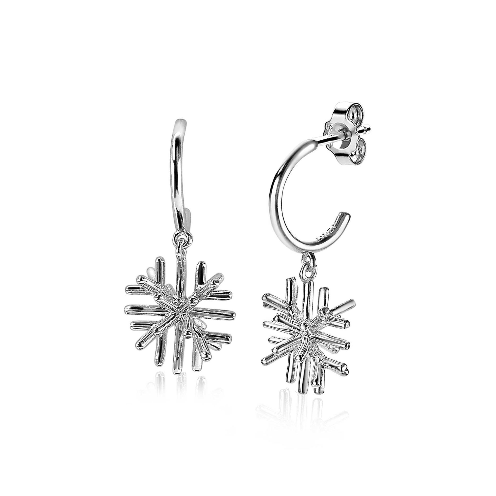 ZINZI zilveren oorsieraden sneeuwkristal bedel 23mm ZIO1977