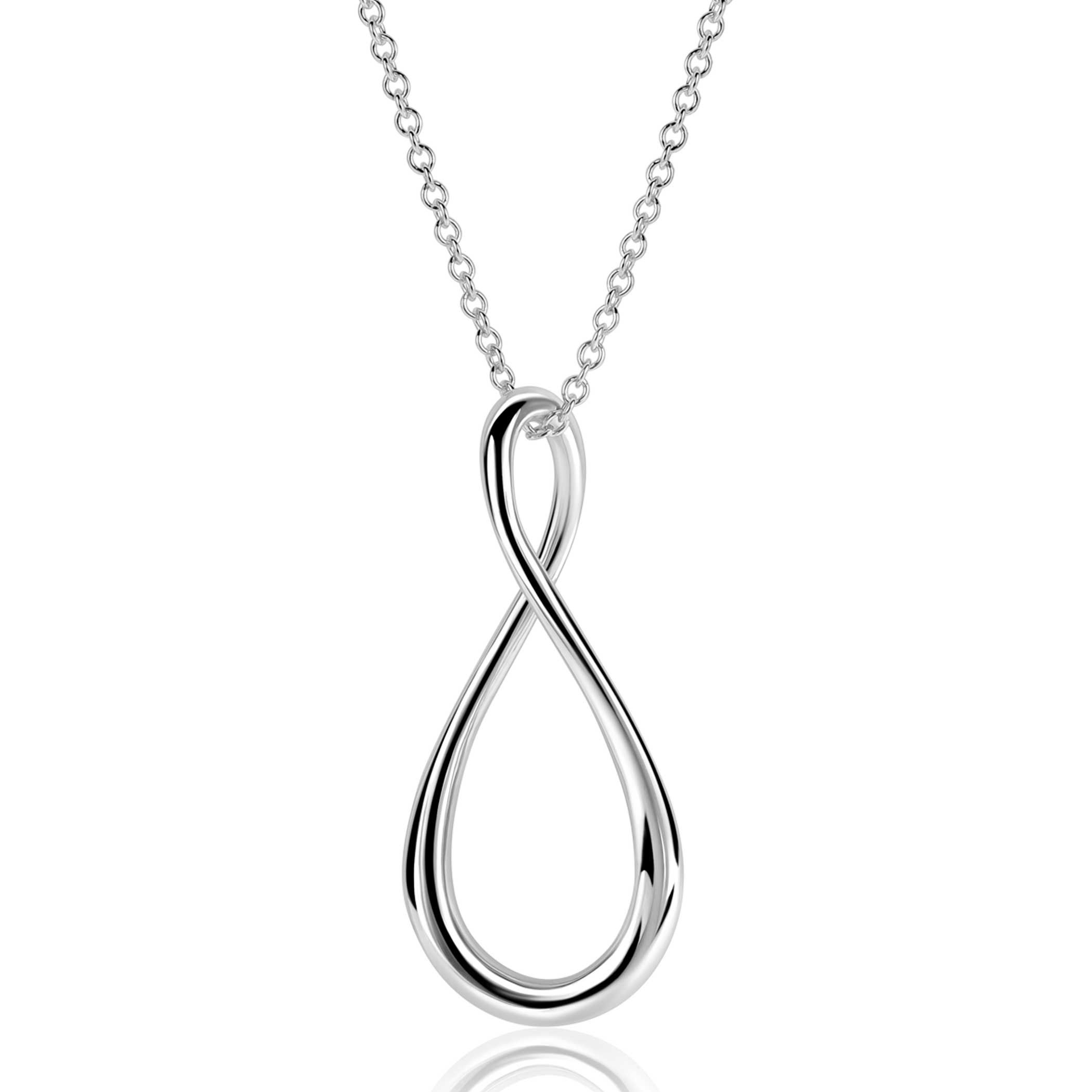 ZINZI zilveren ketting 60cm met grote gestileerde Infinity-hanger 52mm ZIC2675
