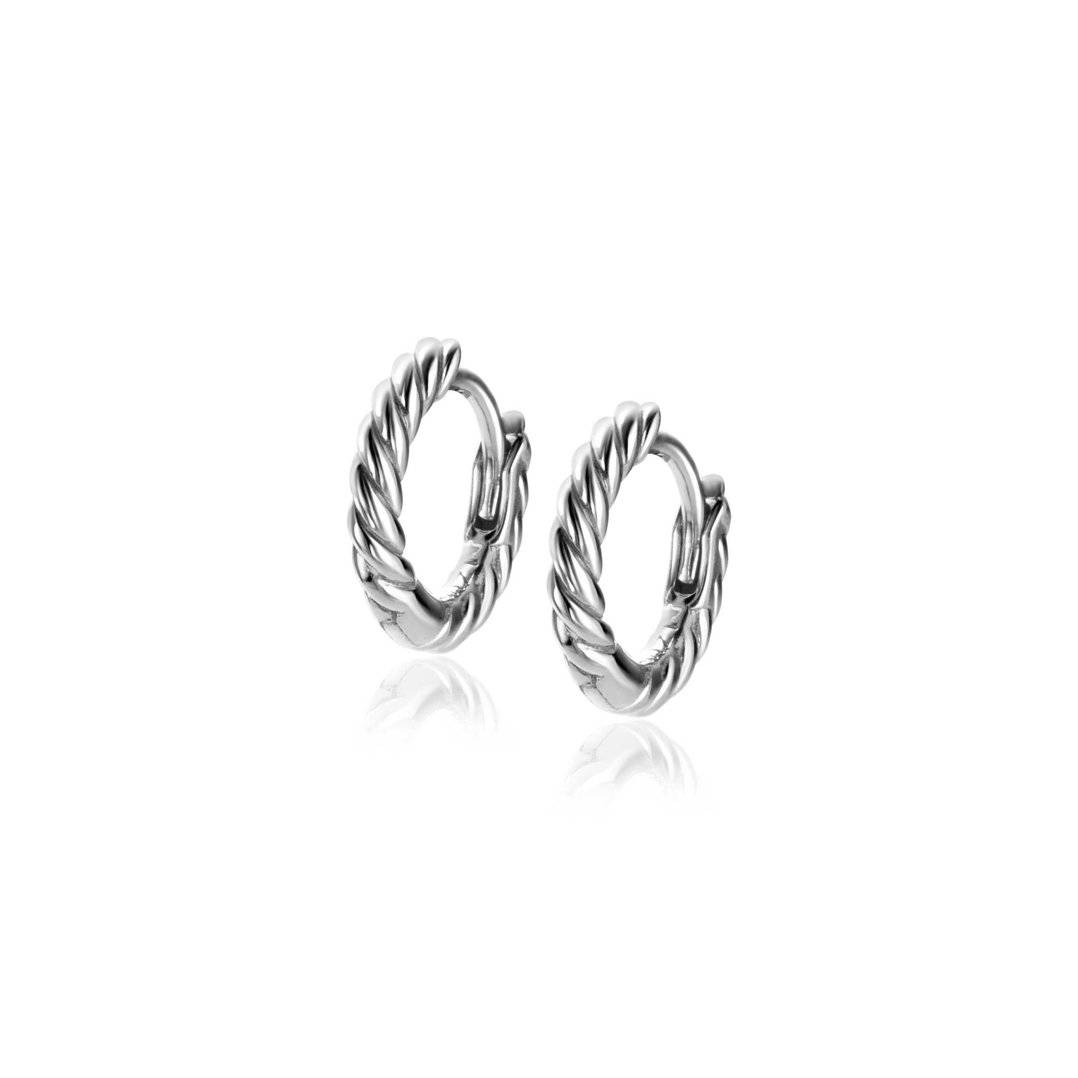 12mm ZINZI zilveren oorringen met gedraaide buis van 2mm breed, met luxe klapsluiting ZIO2545