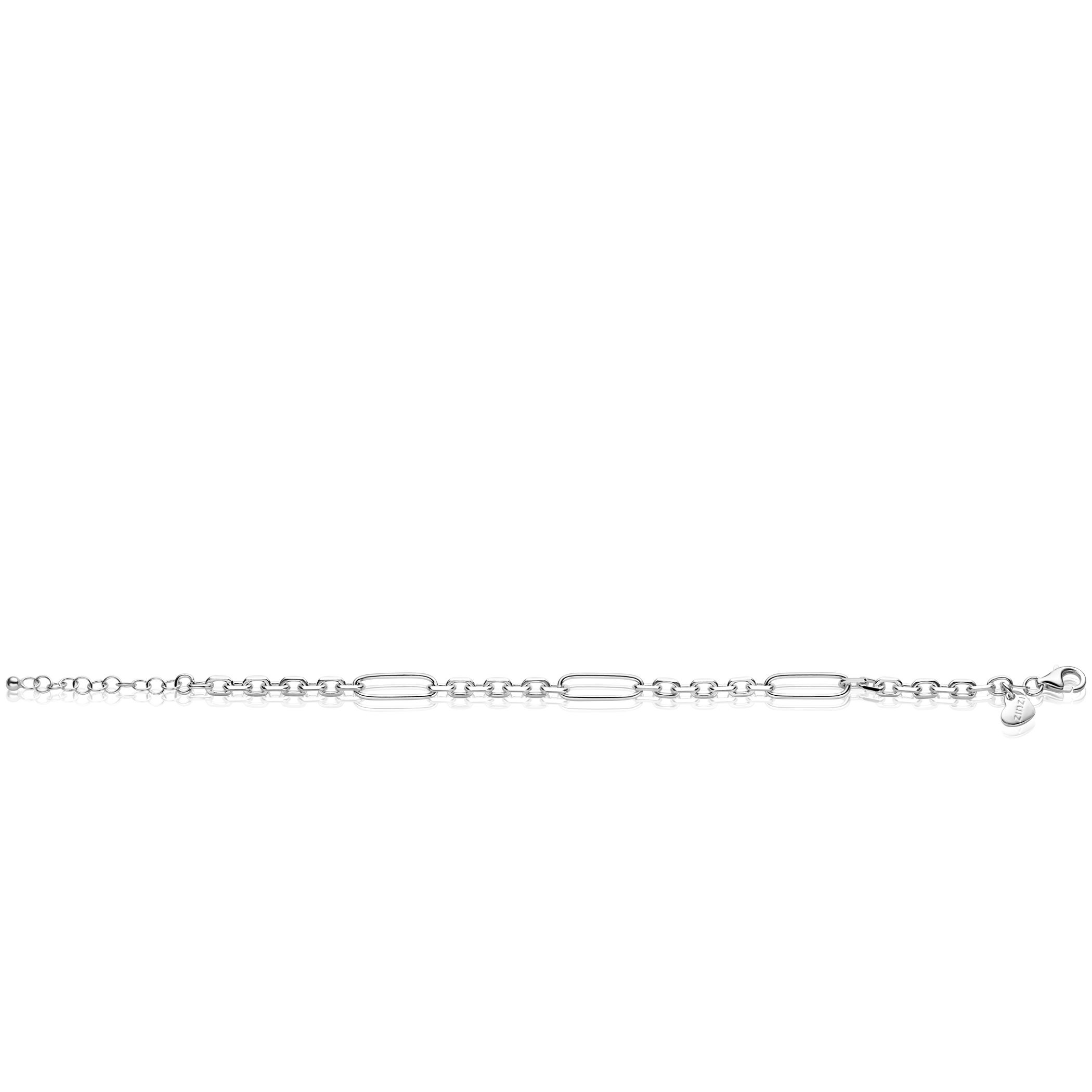 ZINZI zilveren schakelarmband met drie lange ovale schakels 5,5mm breed 18-21cm ZIA2711