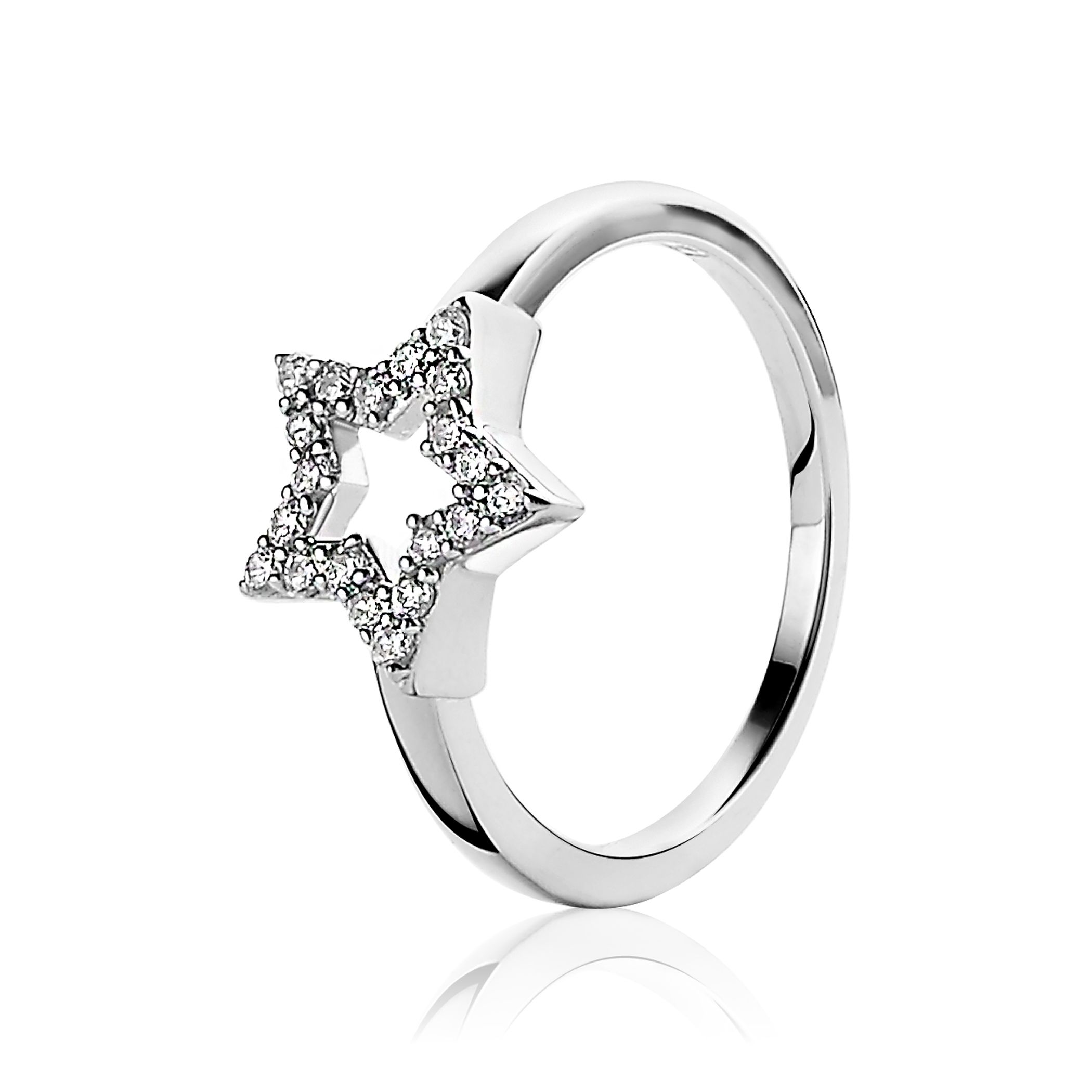 ZINZI zilveren ring ster wit ZIR1242