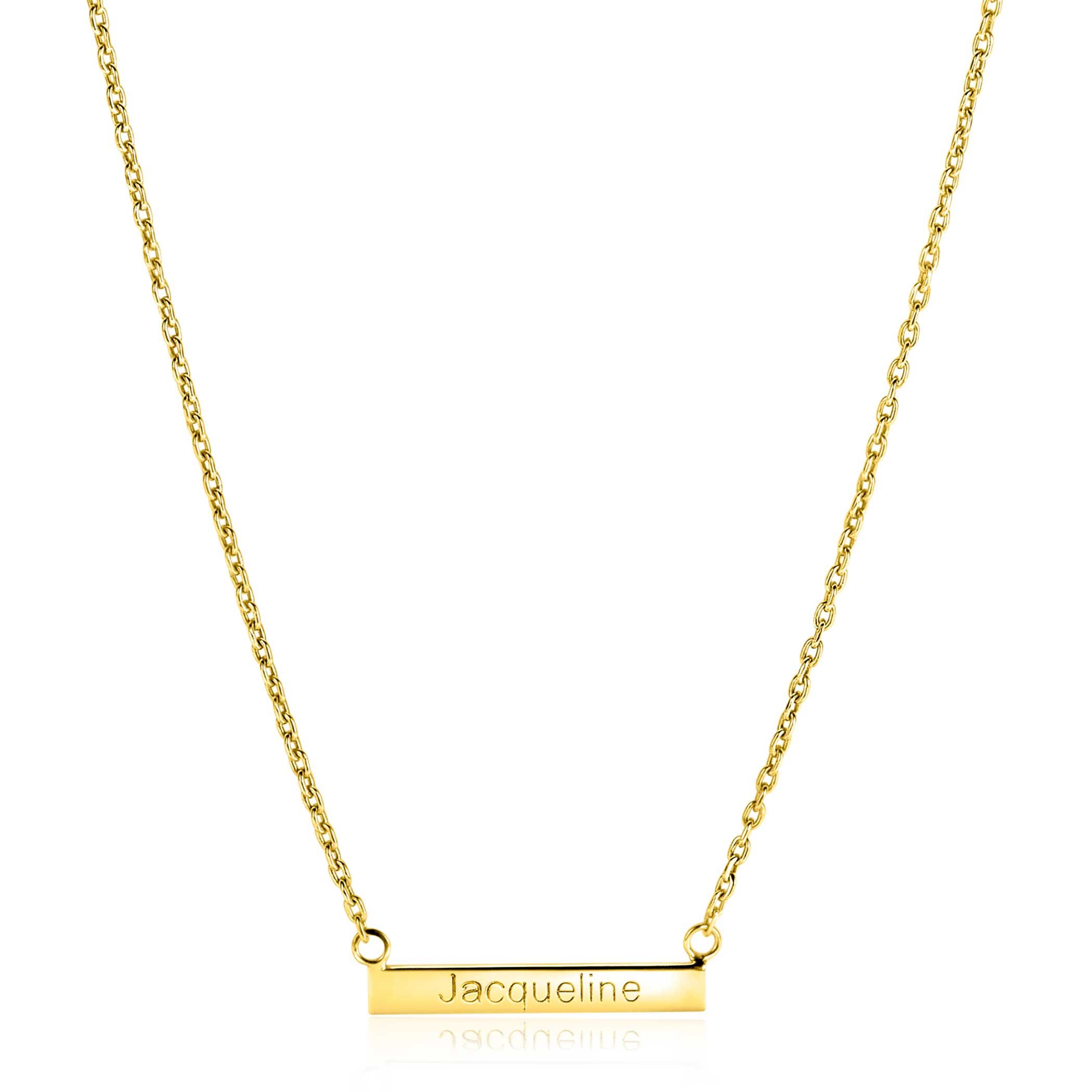 ZINZI gold plated zilveren ketting 45cm met glanzend plaatje om te graveren ZIC2344G