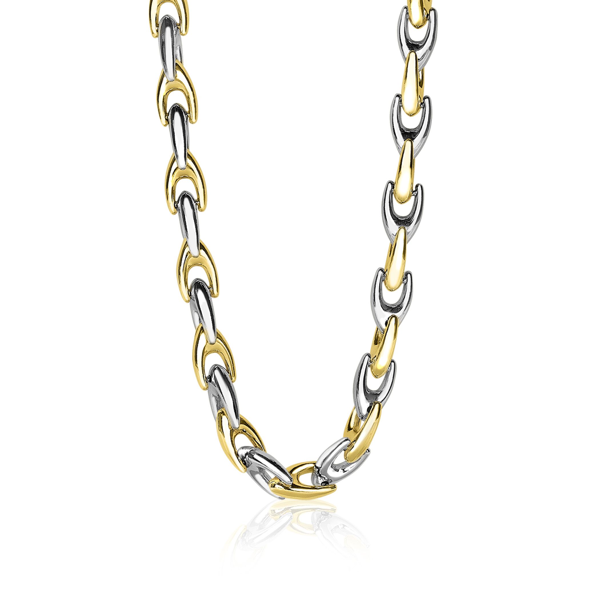 ZINZI zilveren schakelcollier geel verguld 6,4mm breed 45,5cm ZIC1641BG