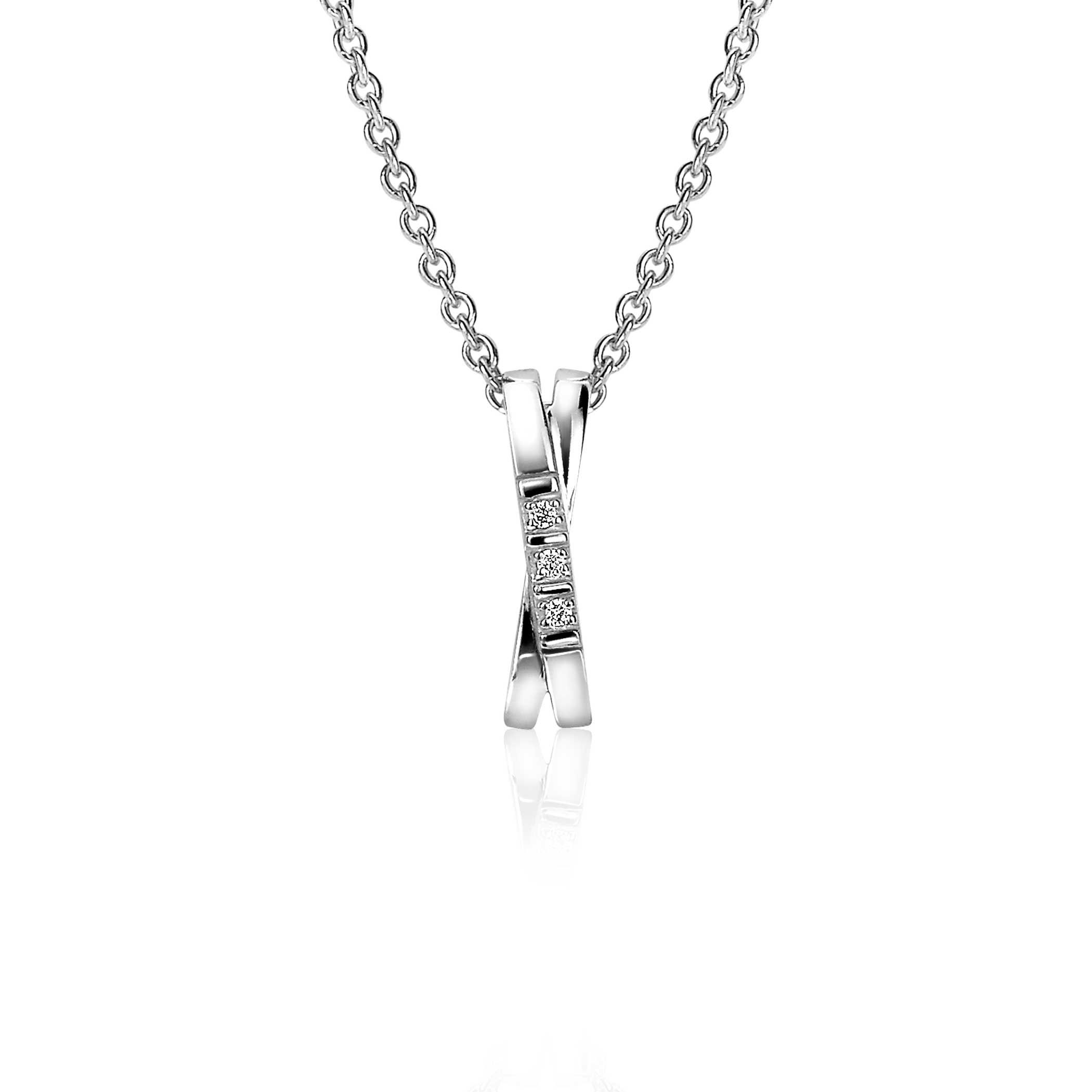 ZINZI zilveren hanger kruislings wit 16mm ZIH2039 (zonder collier)