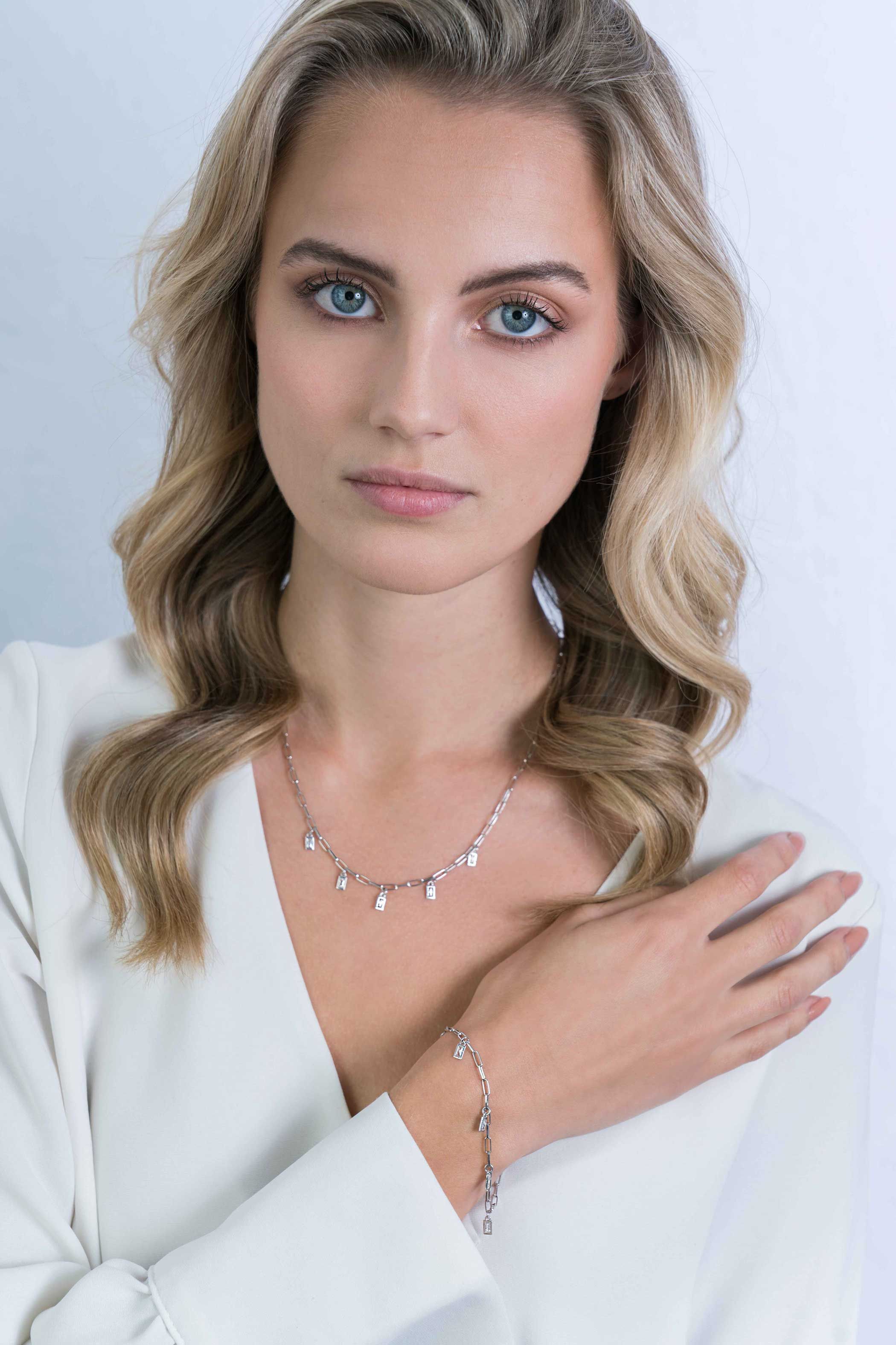 ZINZI zilveren collier paperclip schakel baguette zirconia's 40-43cm ZIC2103
