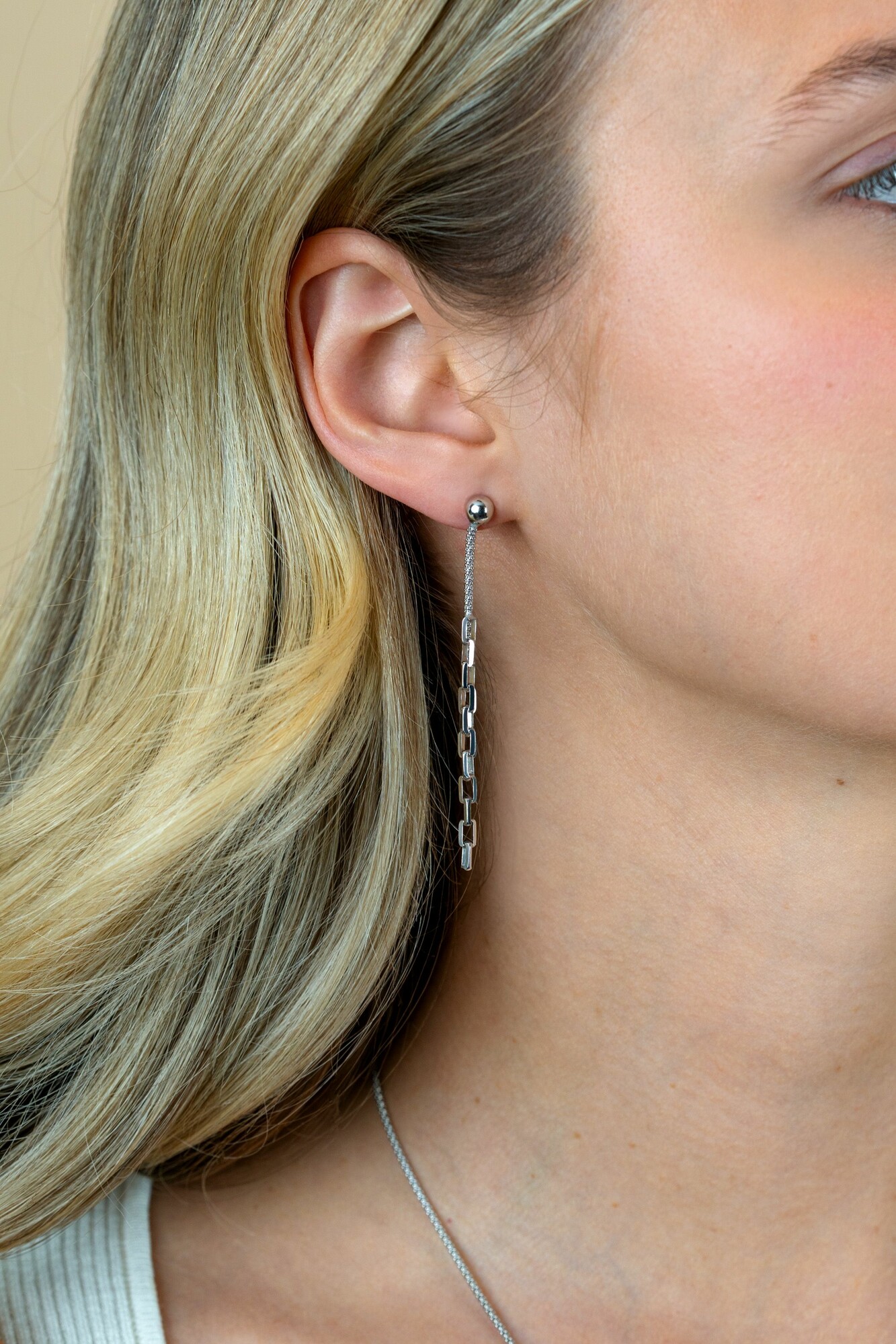 65mm ZINZI zilveren multi-look oorstekers met bungelende paperclip schakels ZIO2709