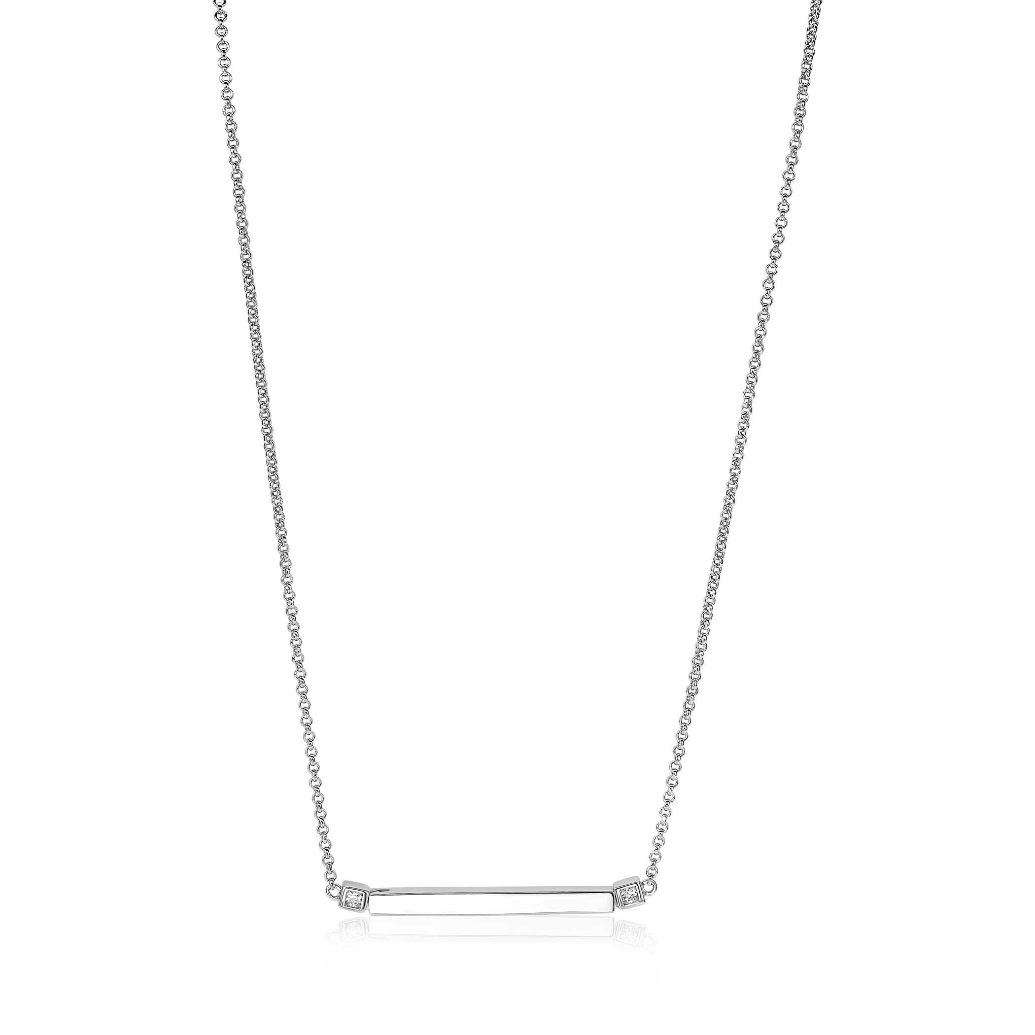 ZINZI zilveren ketting staafje wit 42cm ZIC1817