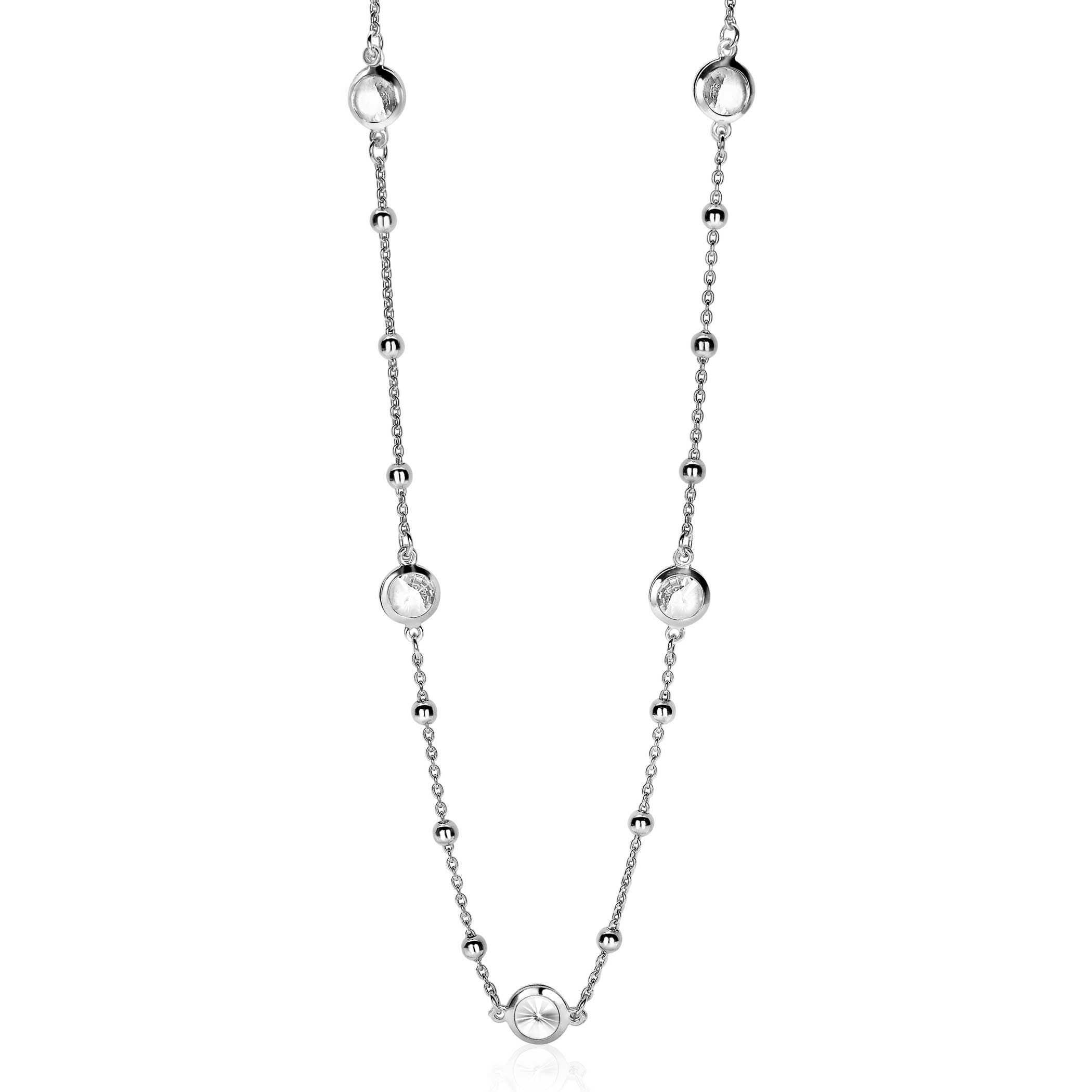 ZINZI zilveren fantasie ketting rond wit 45cm ZIC1550