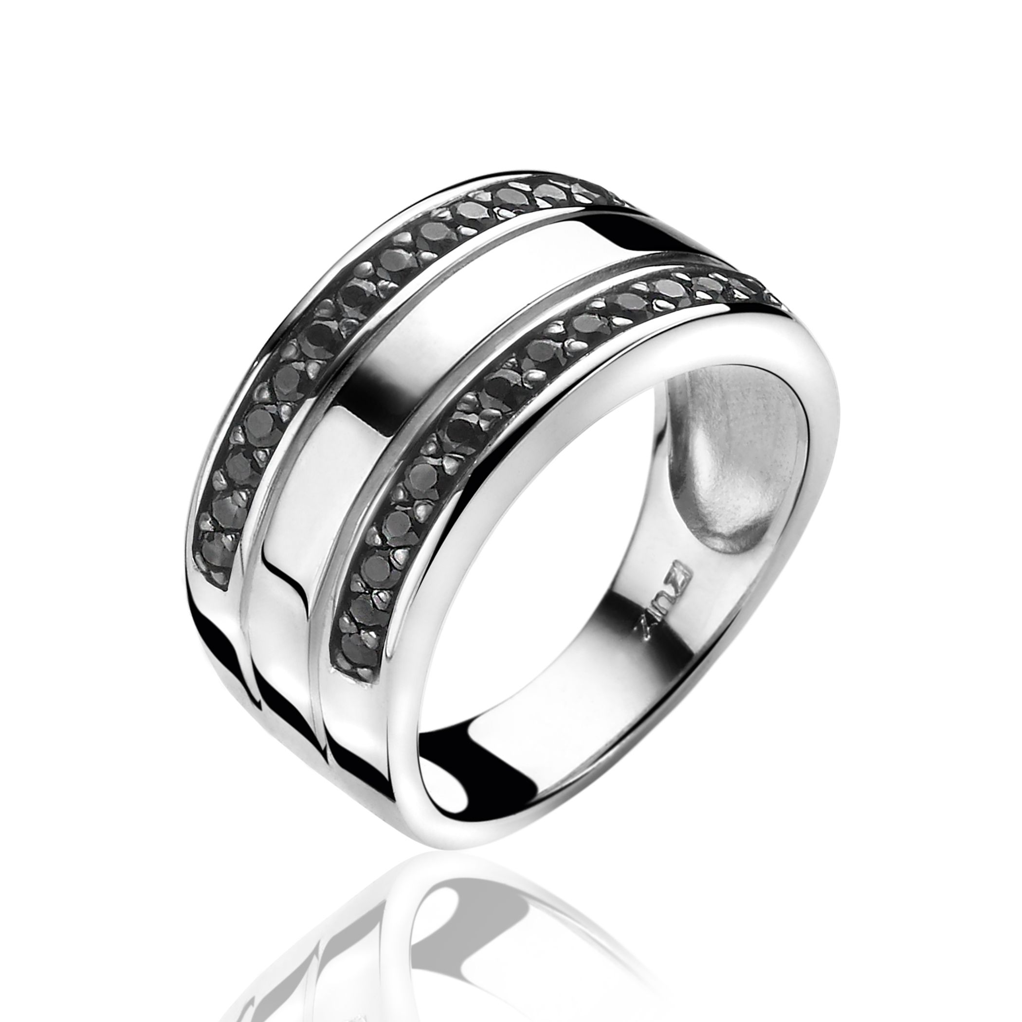 ZINZI zilveren ring zwart ZIR1078Z
