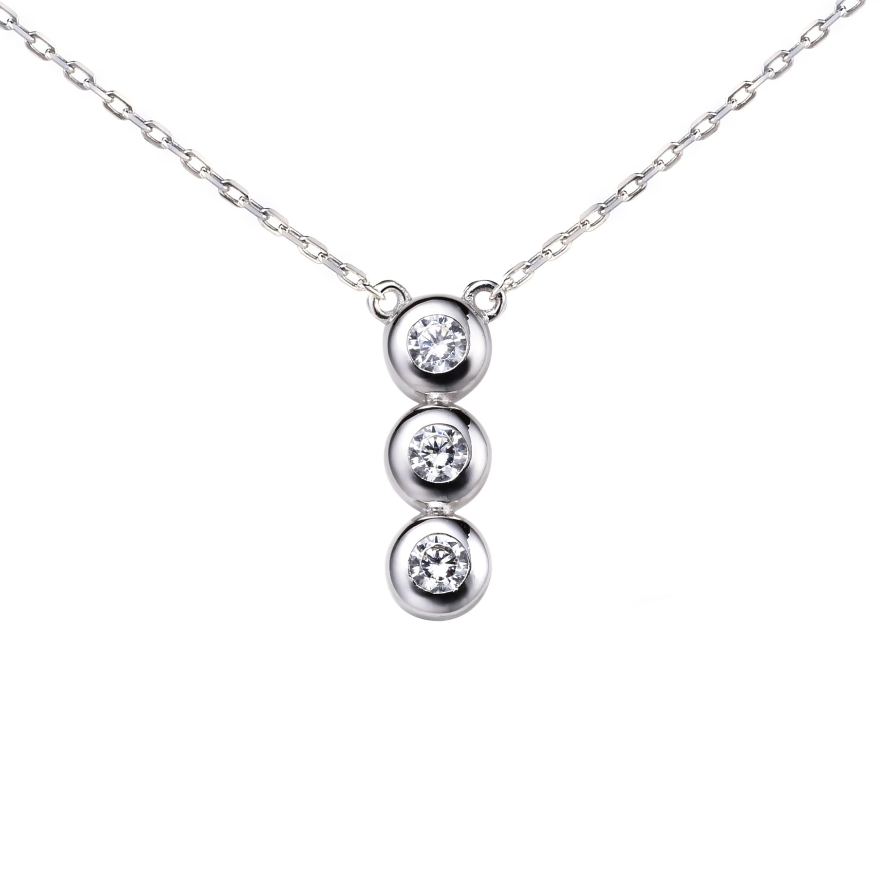ZINZI zilveren ketting 45cm met hanger rond wit ZIC1443