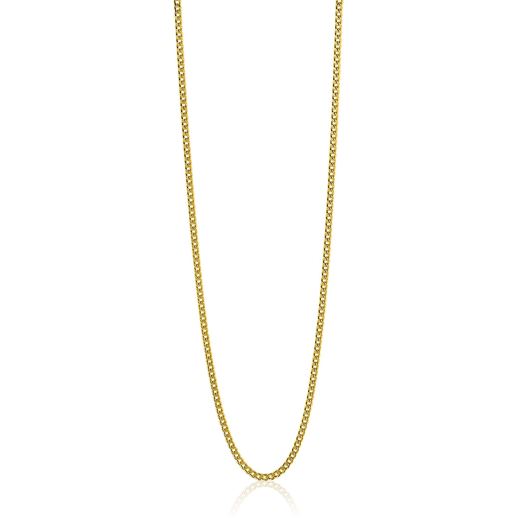 90cm ZINZI zilveren gourmet ketting gold plated. ZILC-G90G