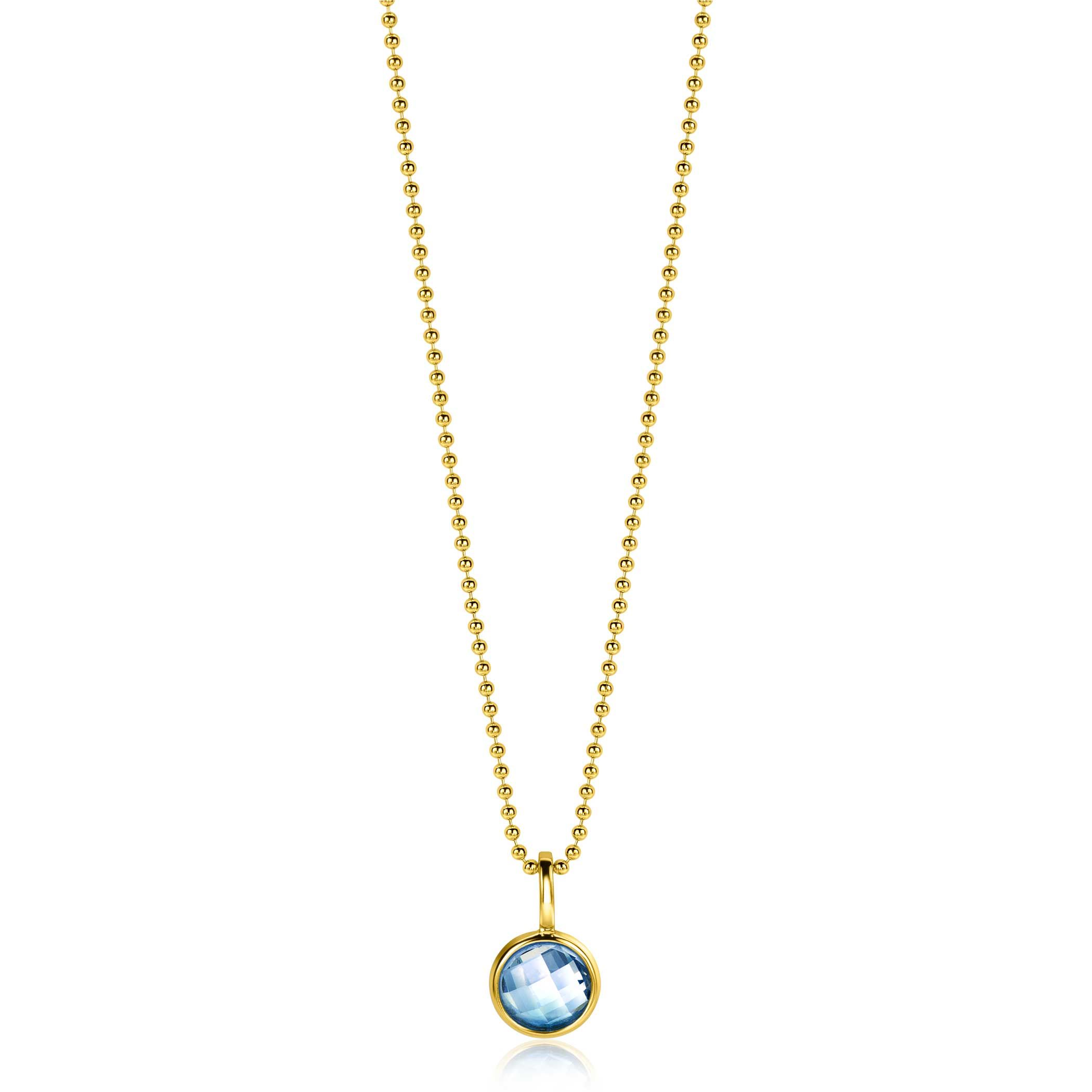 DECEMBER hanger 8mm gold plated geboortesteen blauw topaas zirconia (zonder collier)