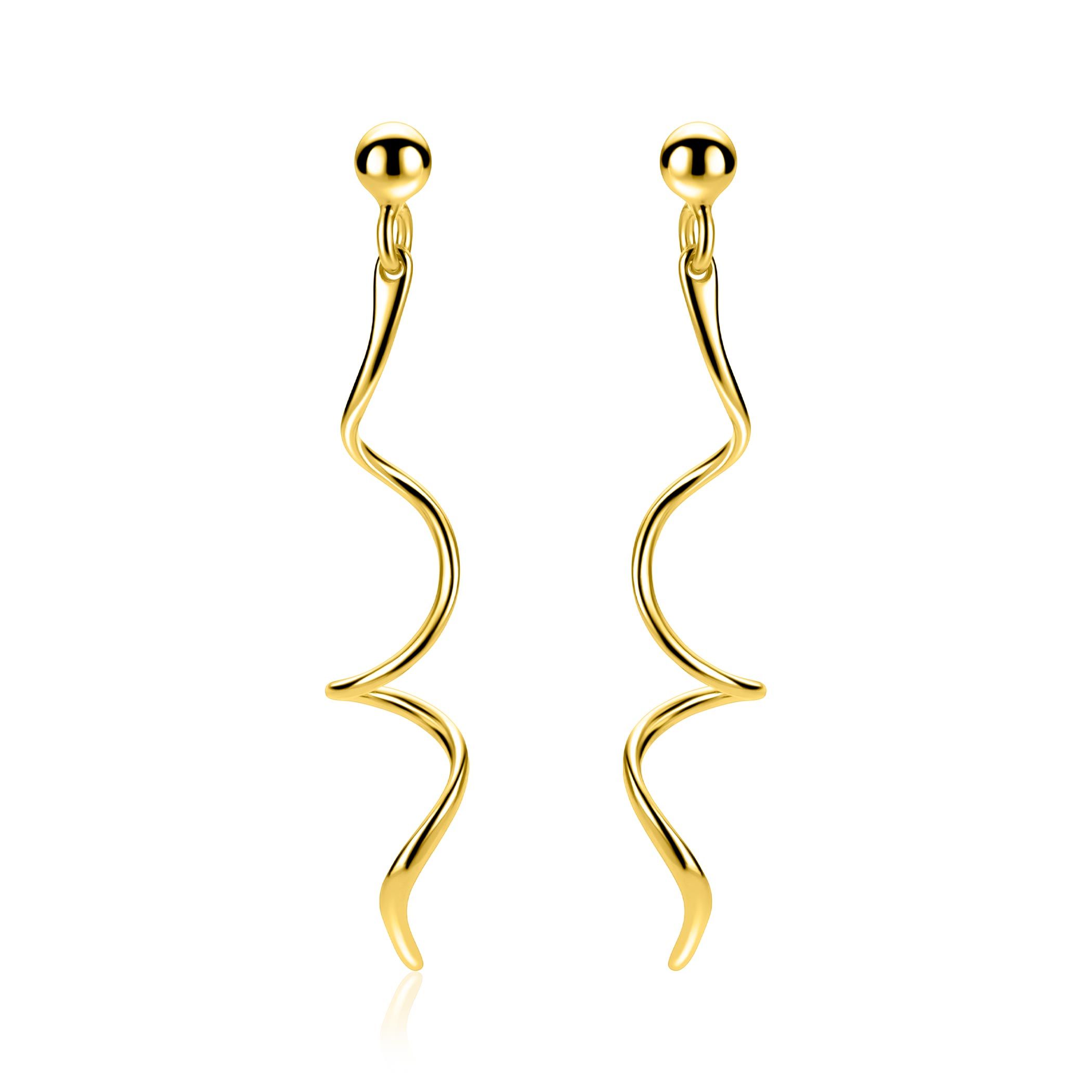 47mm ZINZI goldplated zilveren oorstekers met een speels golvend design ZIO2776G