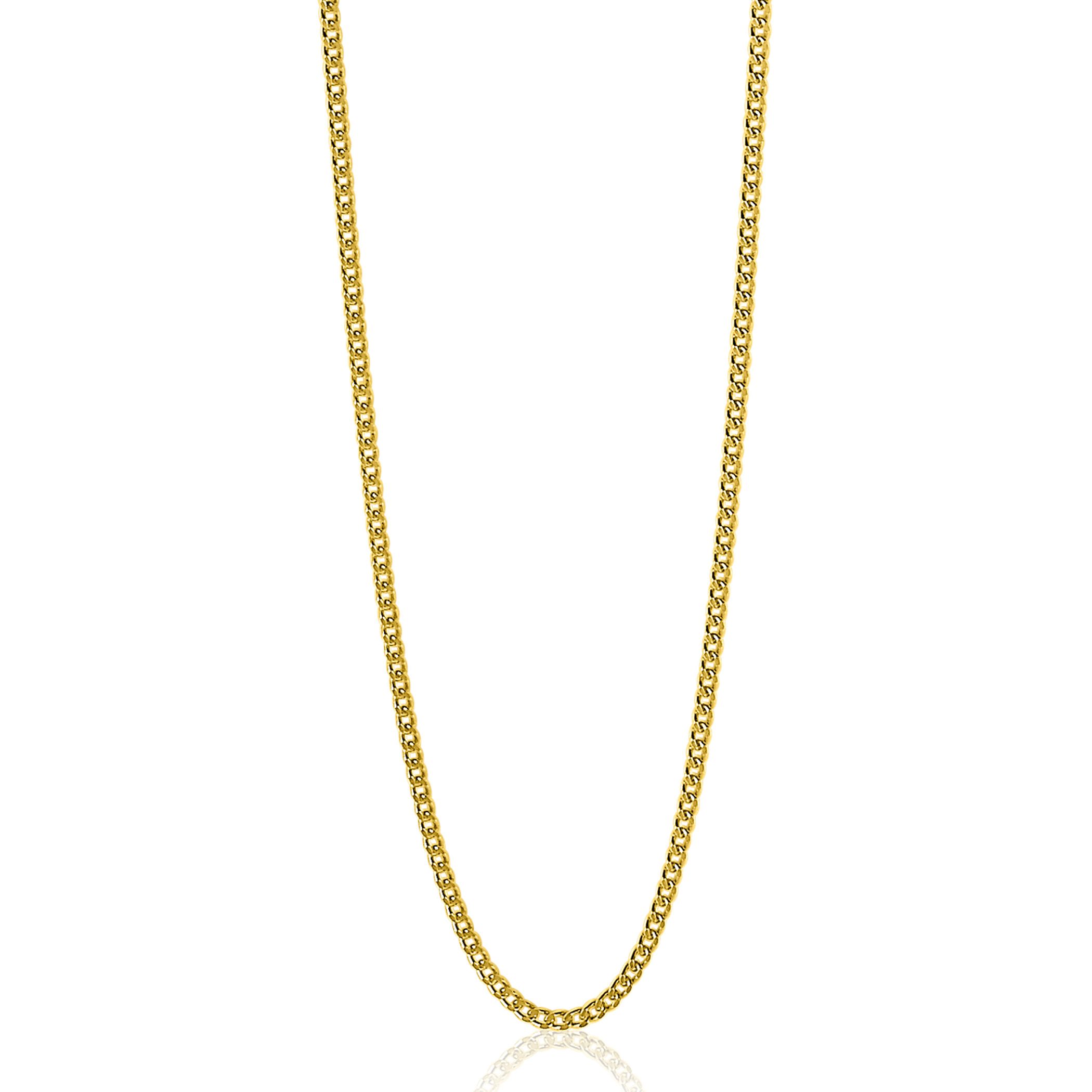 90cm ZINZI zilveren gourmet ketting gold plated. ZILC-G90G